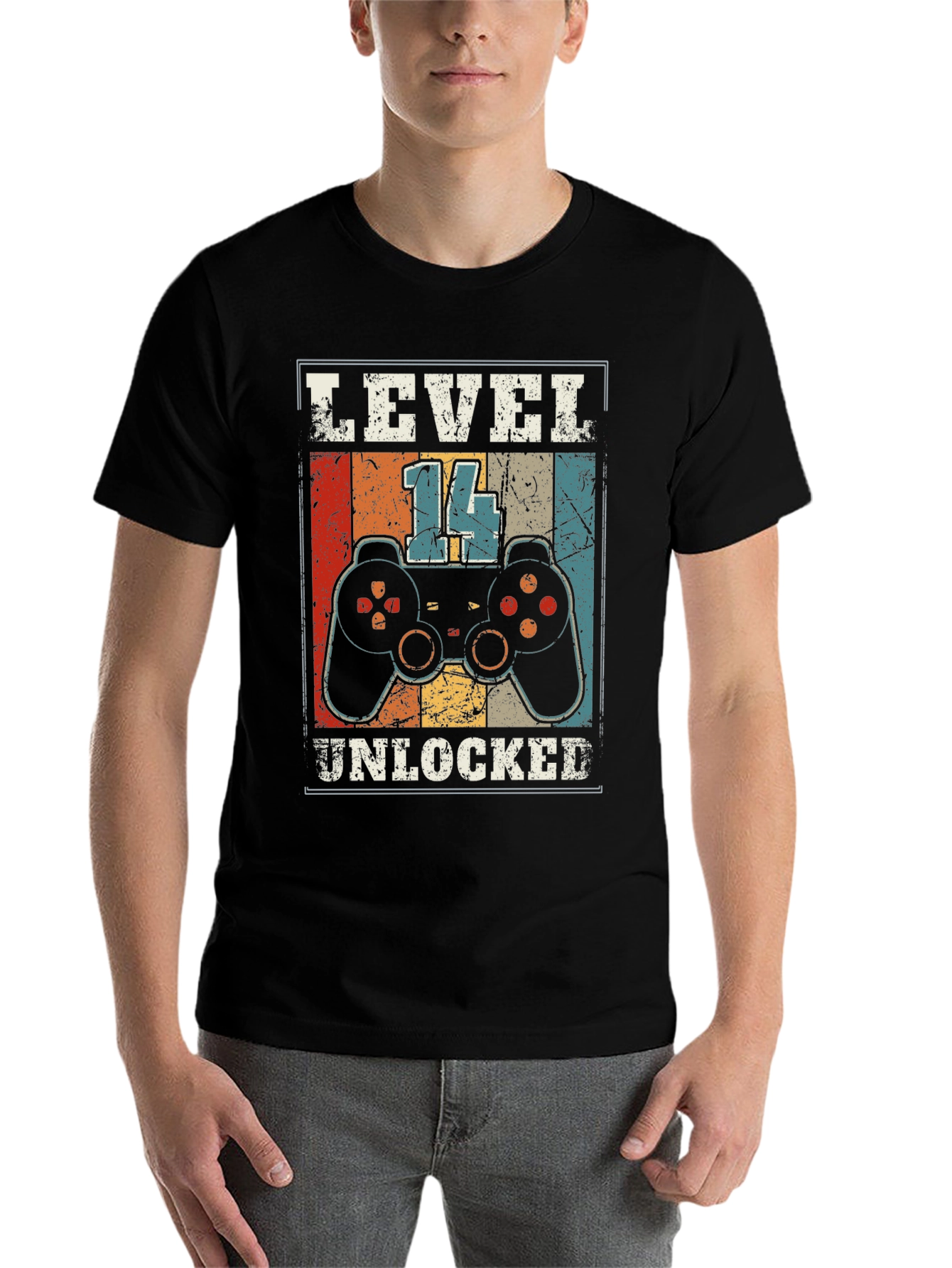 Black Level 14 Unlocked Gamer T-Shirt - 14th Birthday Gift view 7