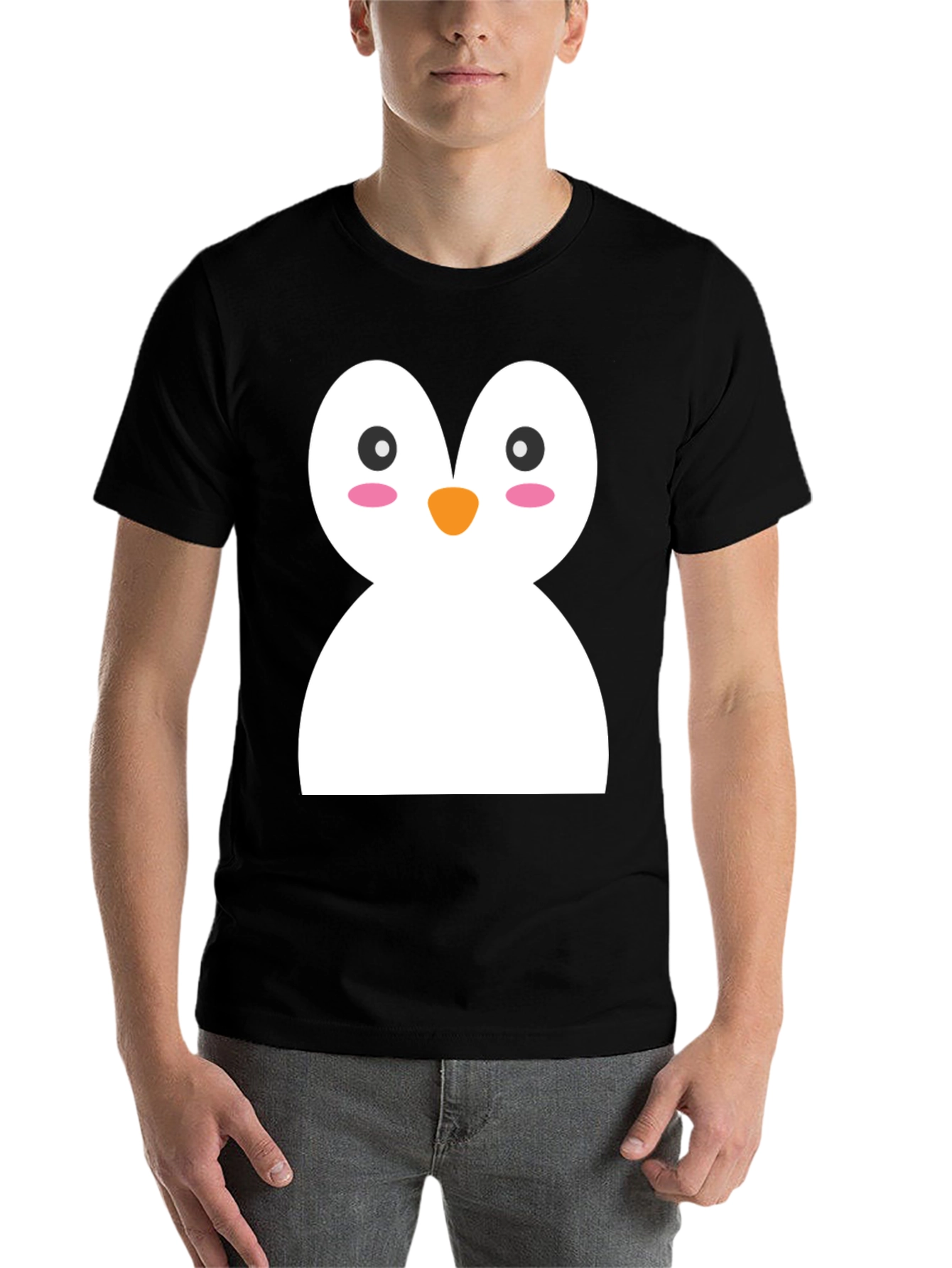Black Cute Penguin Graphic Black T-Shirt view 7
