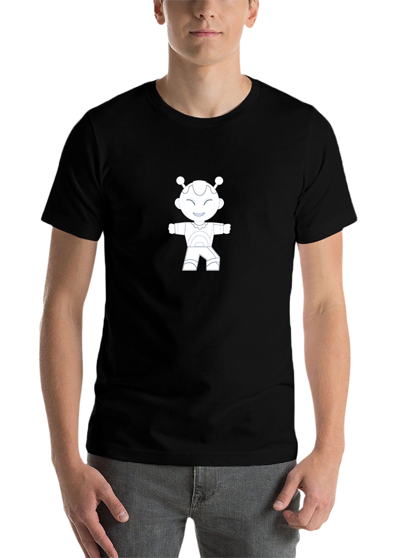 Black Robot Graphic Tee - Cool Black Shirt view 7