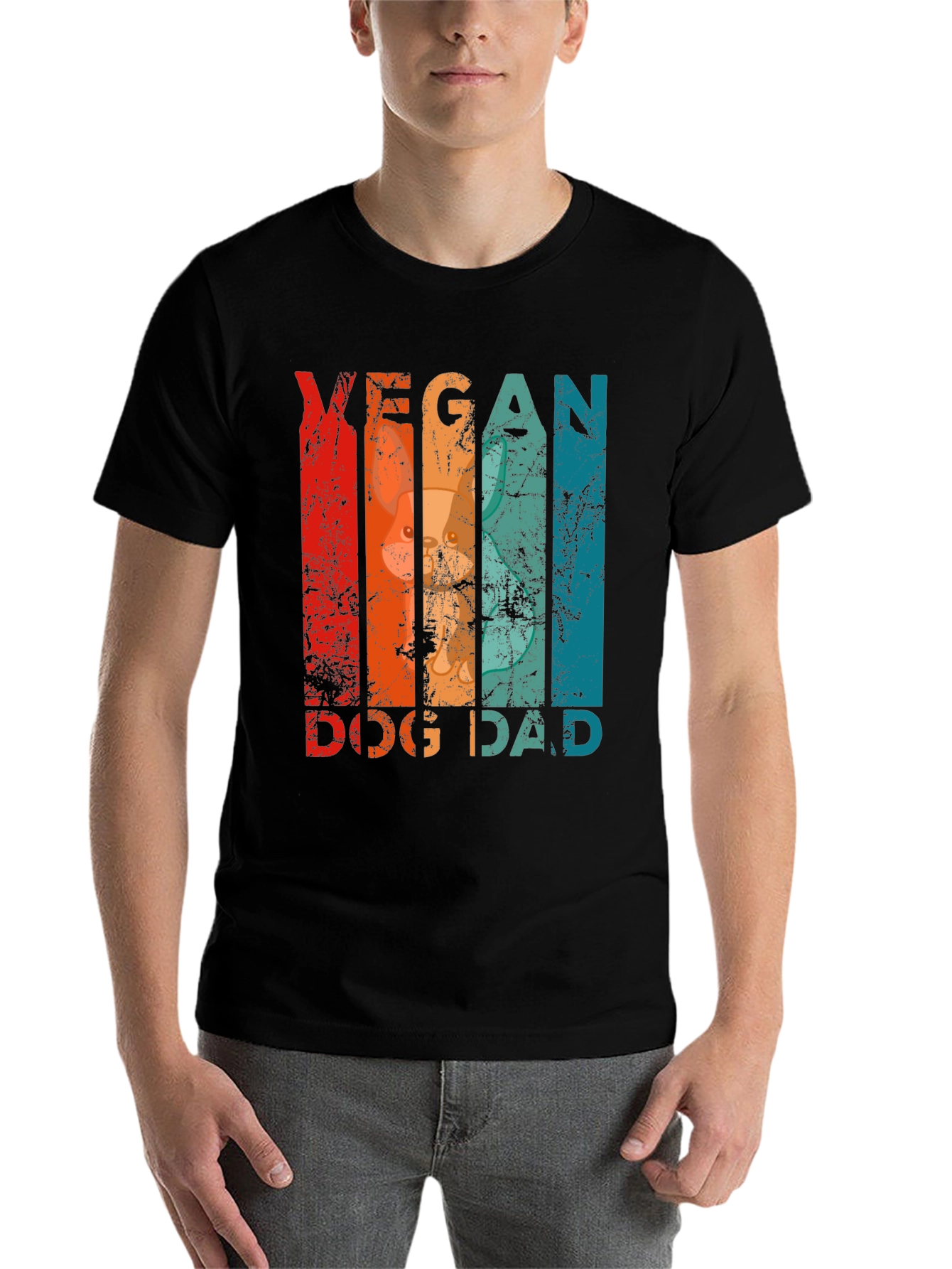 Black Vegan Dog Dad Graphic T-Shirt - Animal Lover Tee view 7