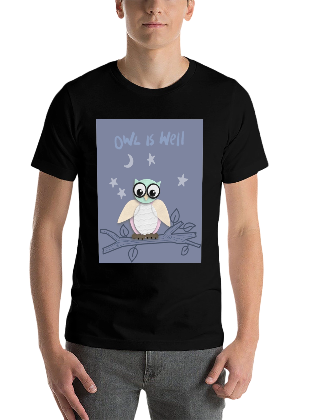 Black Owl is Well Graphic Tee - Soft Cotton T-Shirt view 7