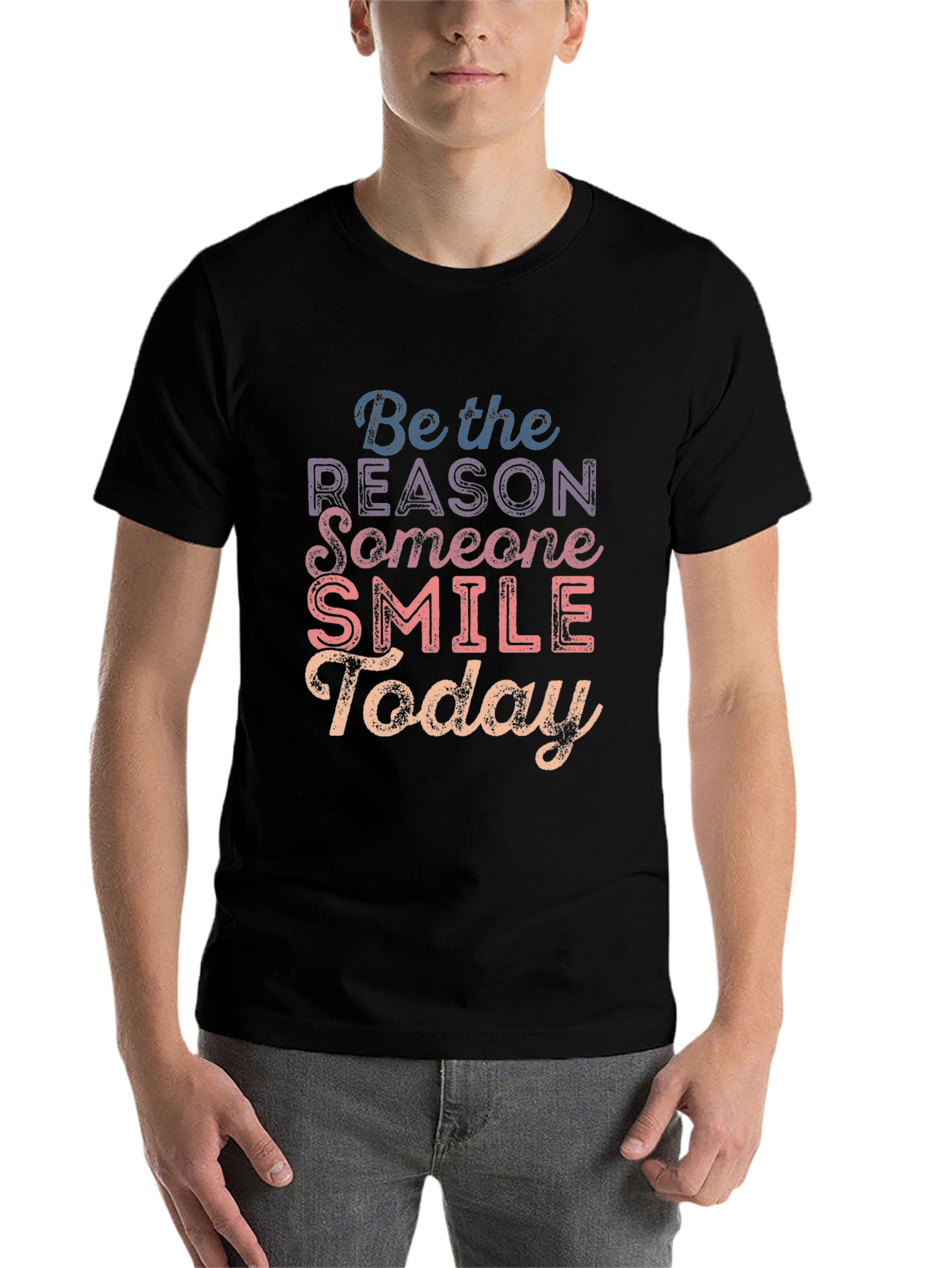 Black Be the Reason Smile Today T-Shirt view 7