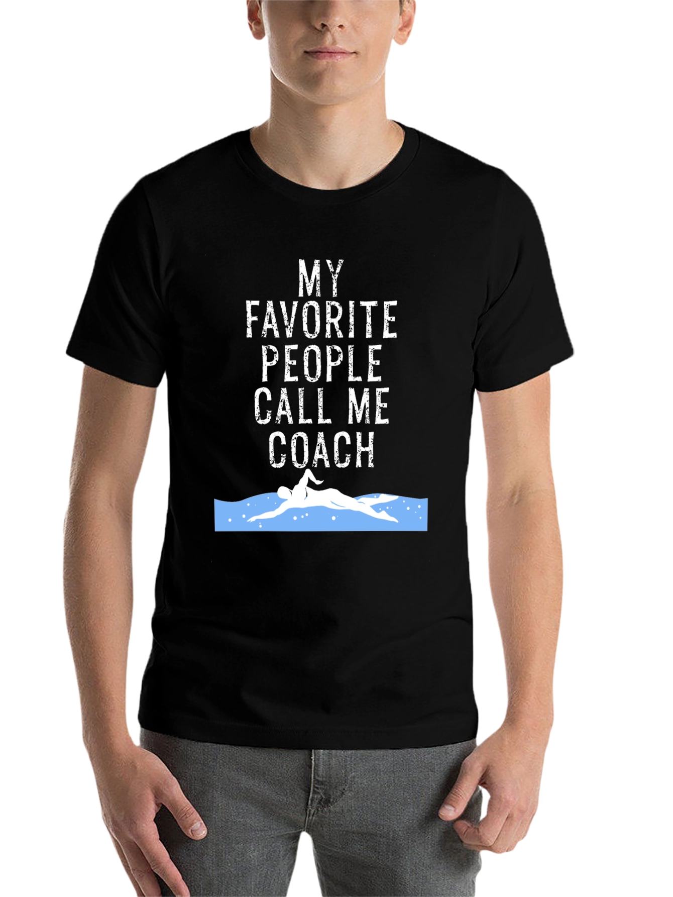 Black Swim Coach T-Shirt - My Favorite People Call Me Coach view 7
