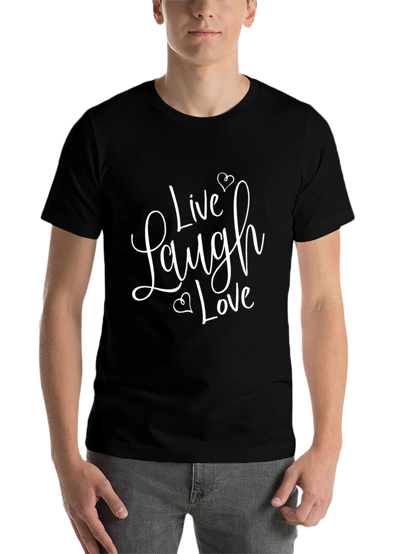 Black Live Laugh Love Graphic Tee - Unisex Black T-Shirt view 7