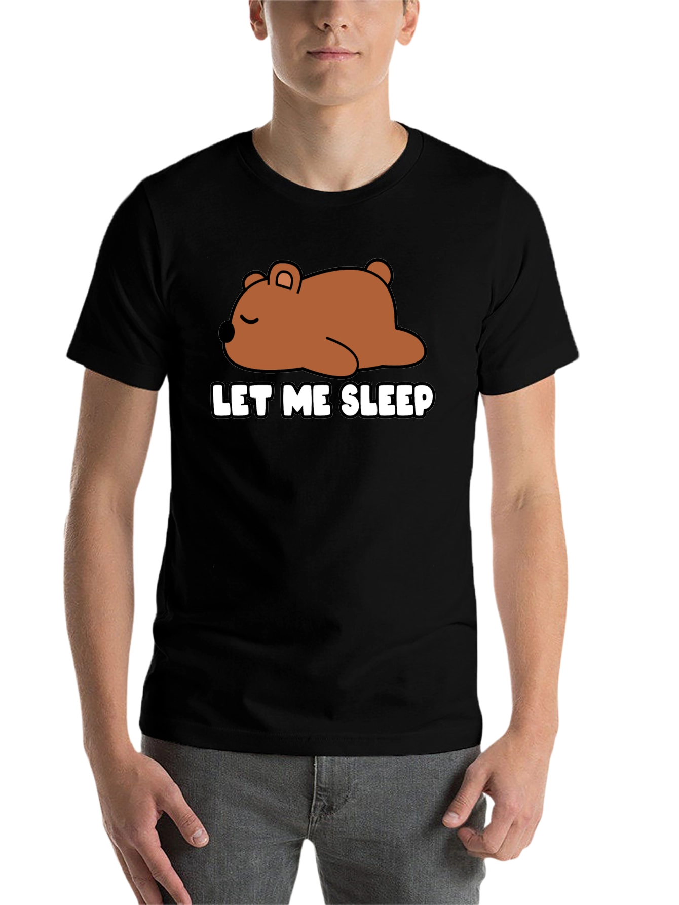Black Let Me Sleep Bear Graphic T-Shirt - Unisex view 7