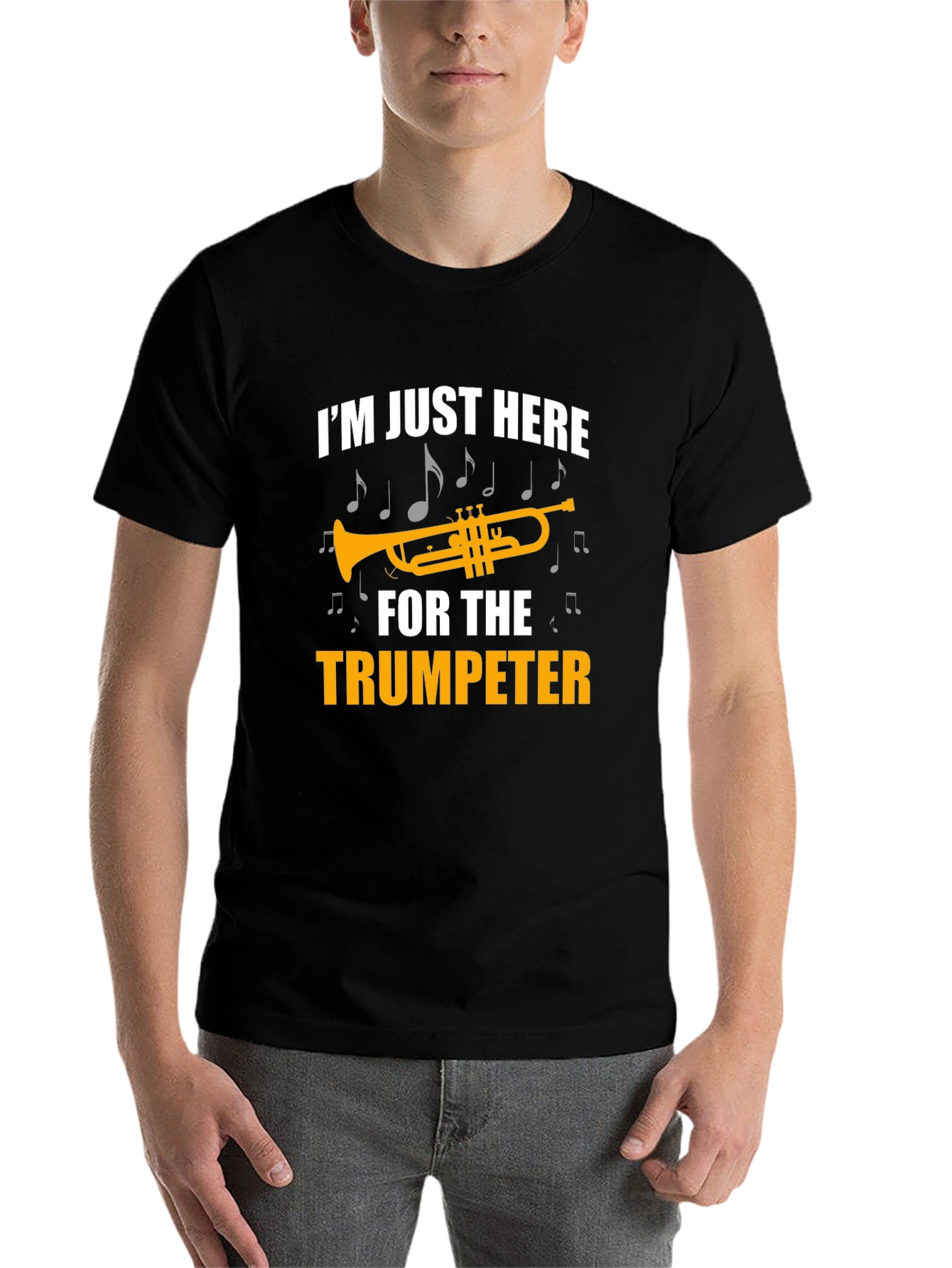 Black Trumpet Lover Graphic Tee - I'm Just Here for the Trumpeter view 7