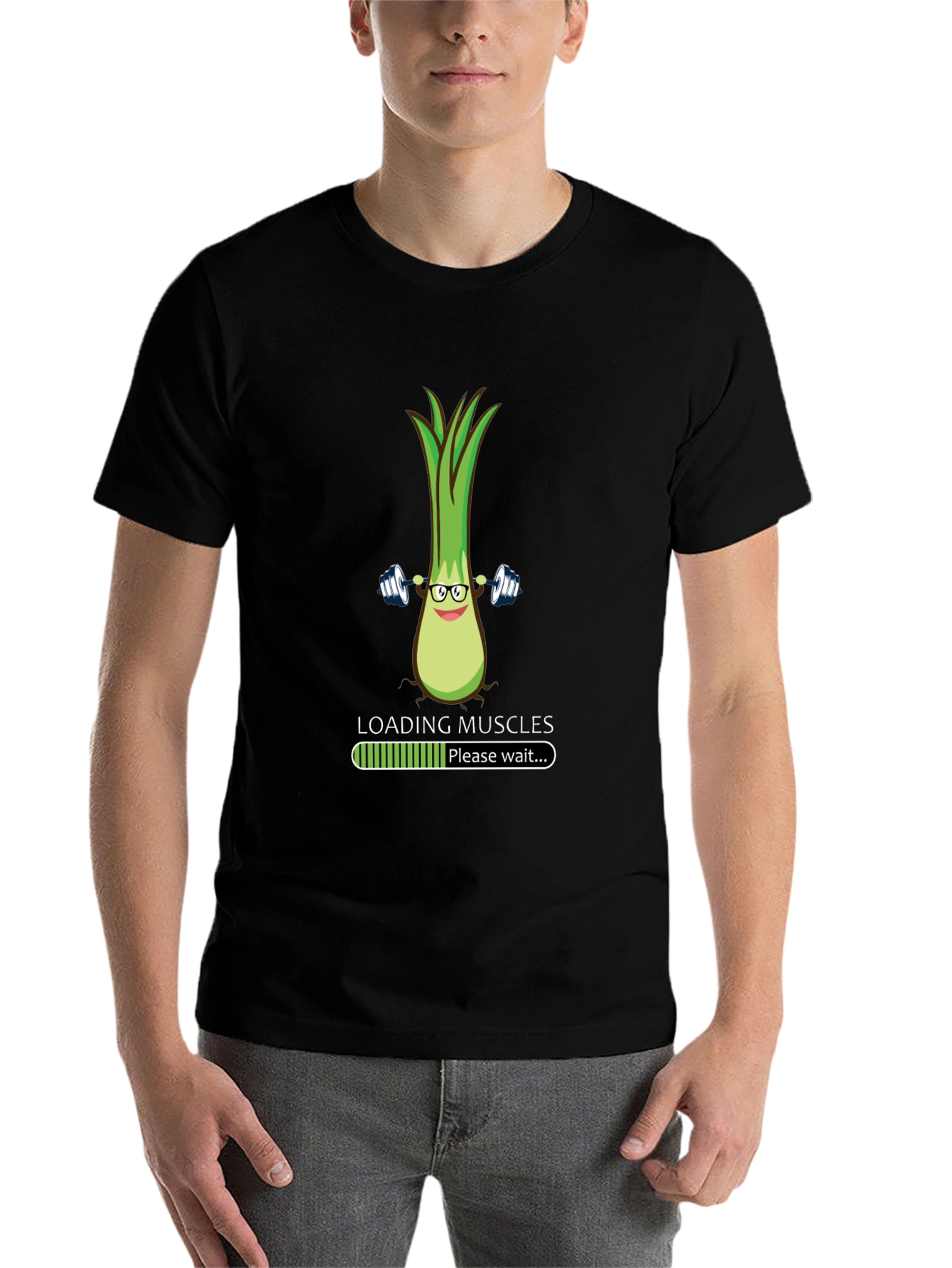 Black Funny Leek Muscles Black T-Shirt view 7