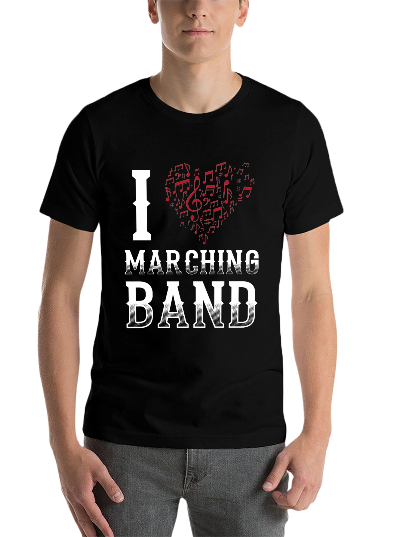 Black I Heart Marching Band T-Shirt view 7