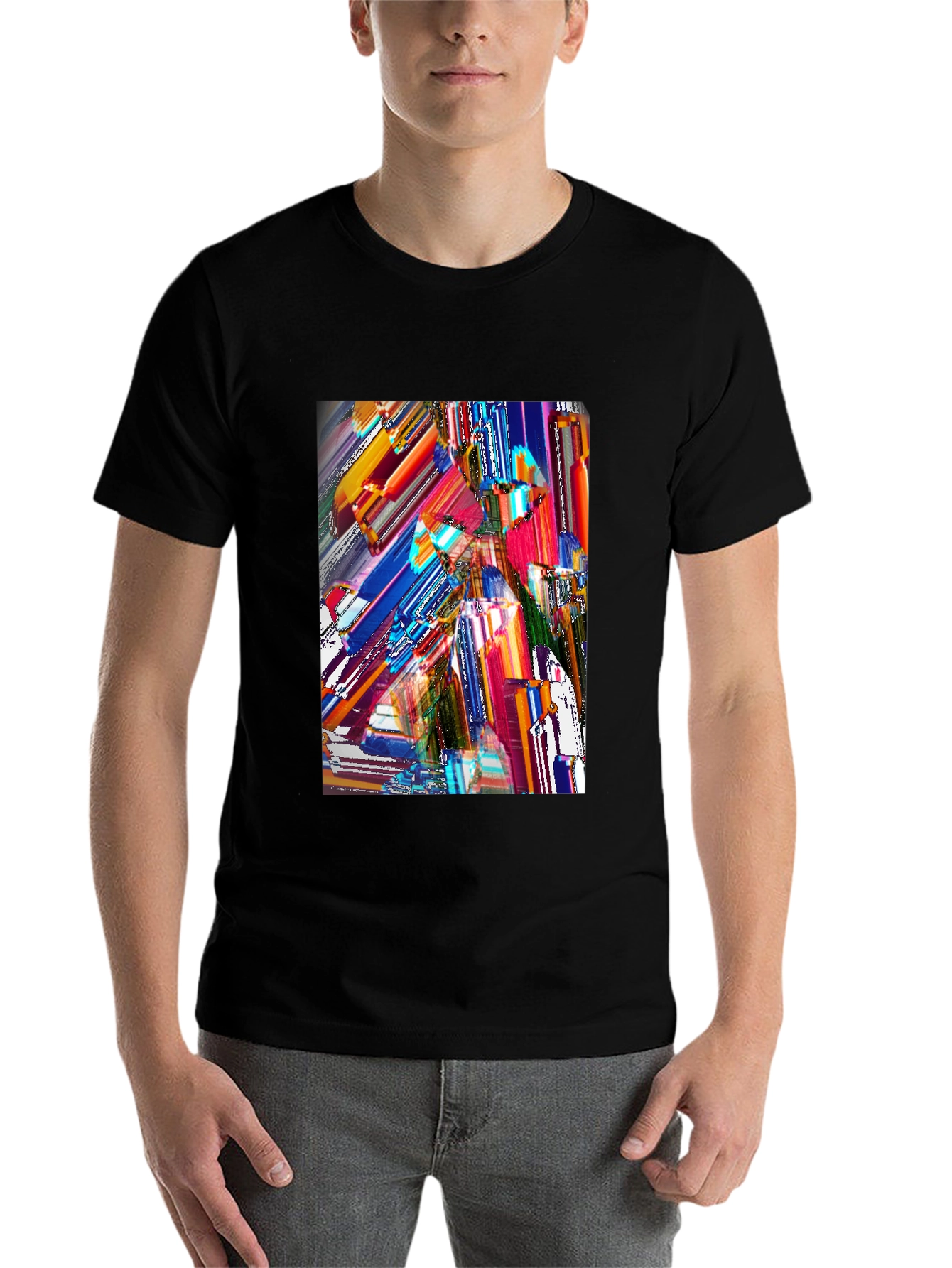 Black Abstract Art Graphic Print Black T-Shirt view 7