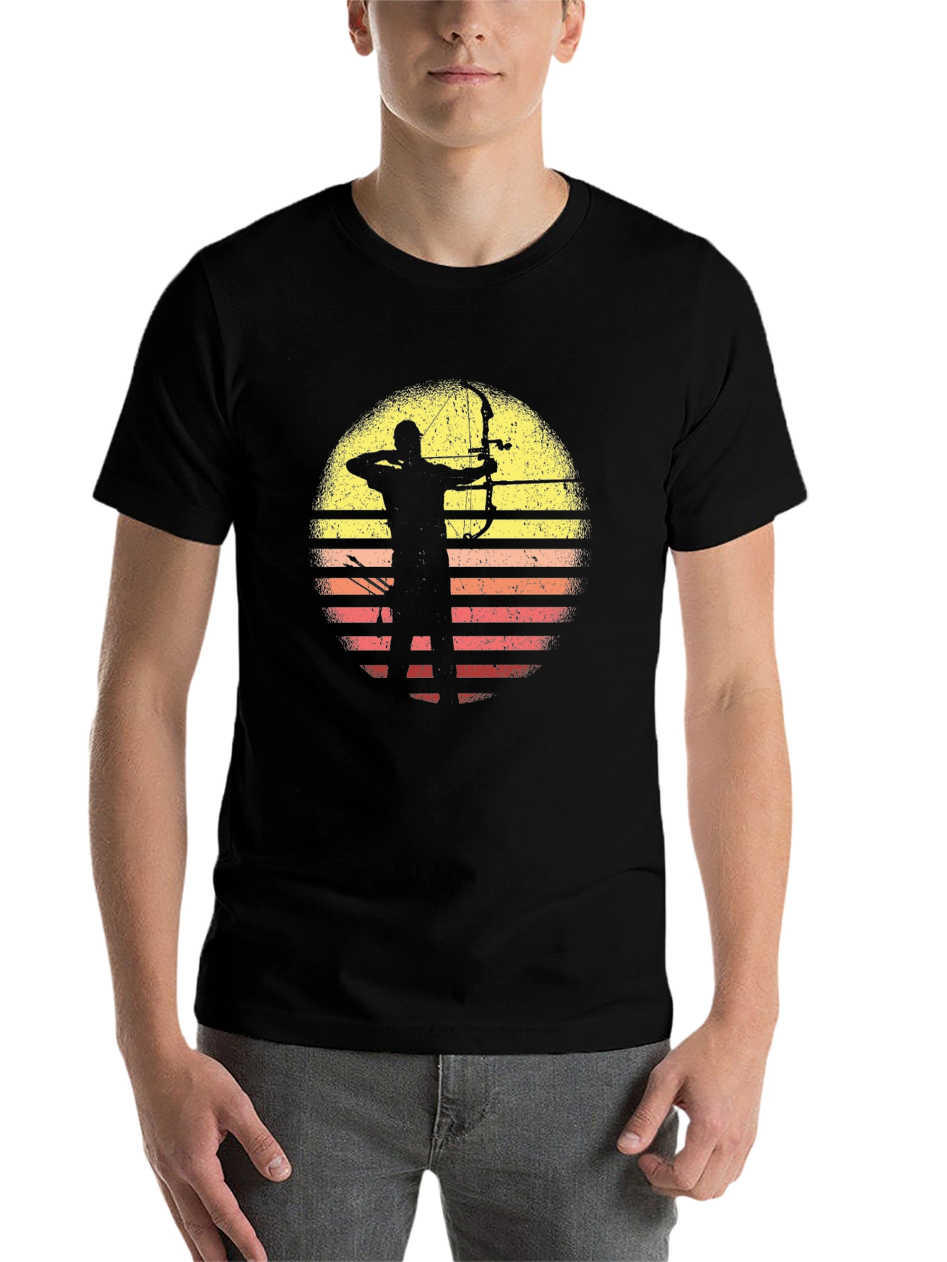 Black Archery Sunset Graphic Tee - Black Cotton T-Shirt view 7
