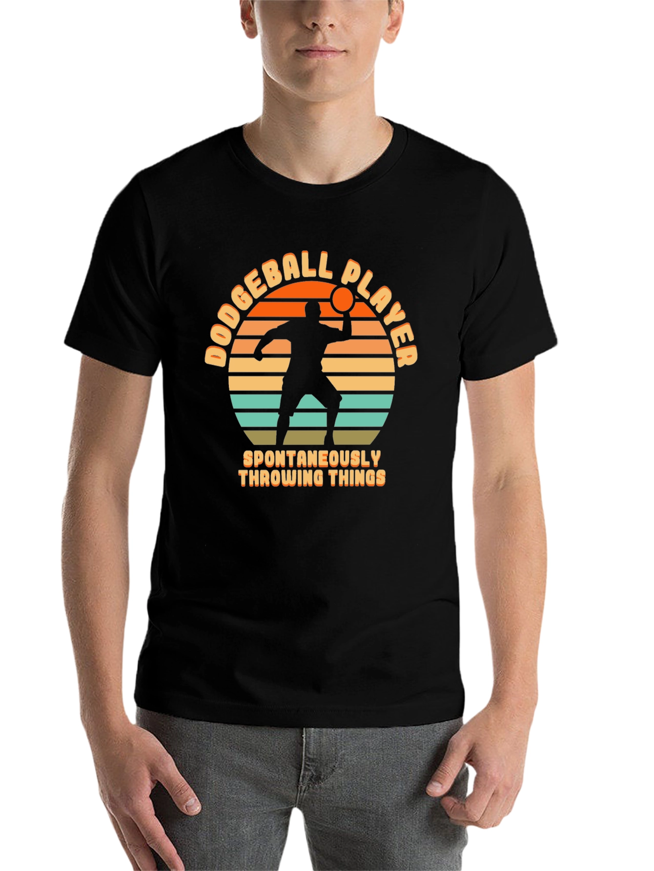 Black Dodgeball Player Throwing Things T-Shirt view 7
