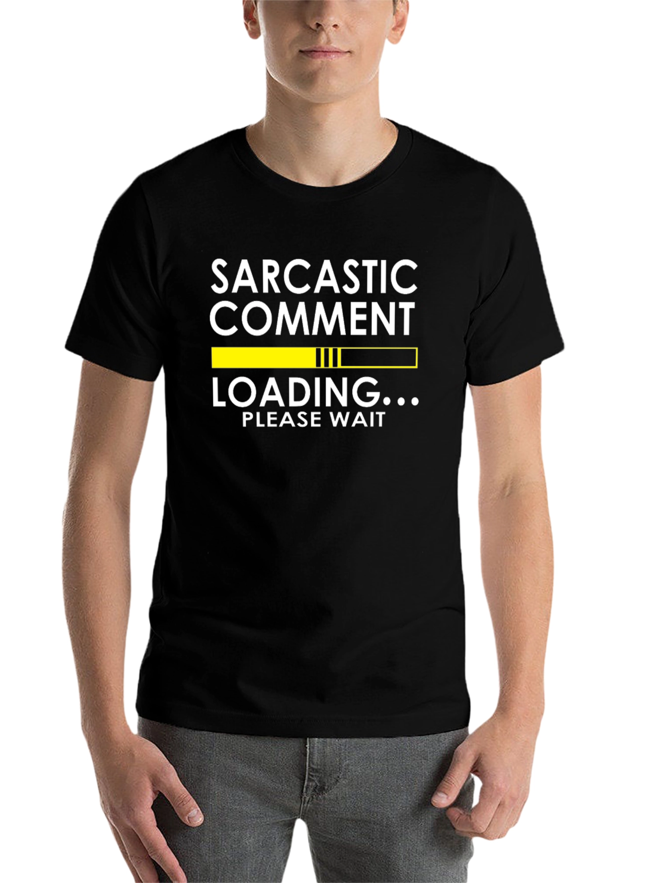 Black Sarcastic Comment Loading T-Shirt view 7