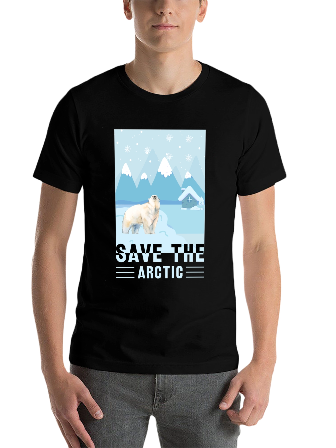Black Save the Arctic Polar Bear Graphic T-Shirt view 7
