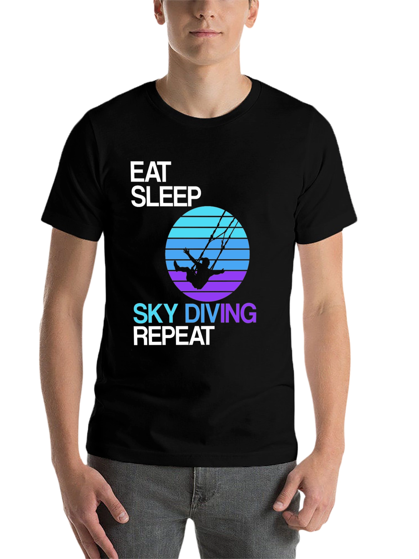 Black Eat Sleep Skydiving Repeat T-Shirt view 7