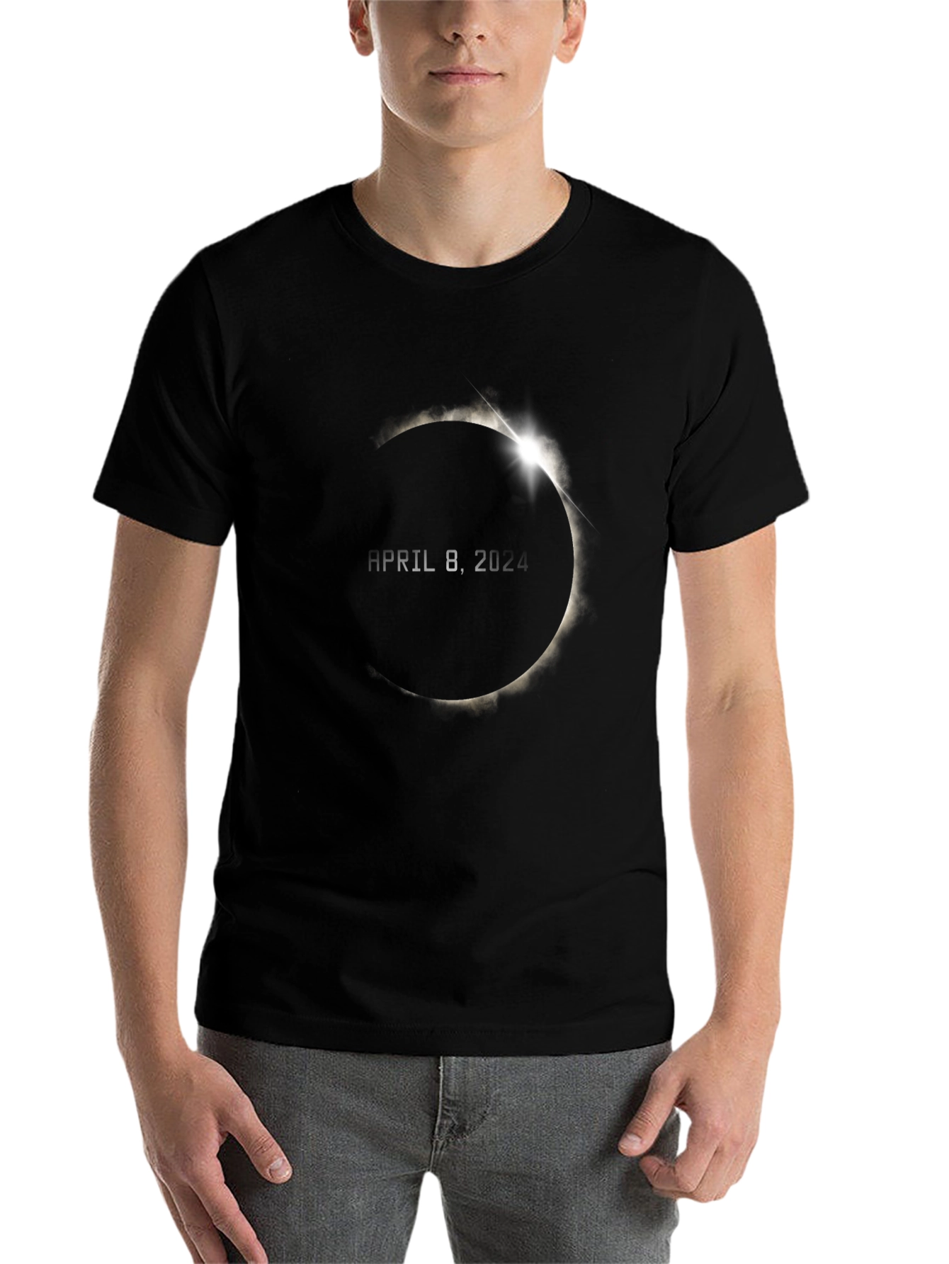 Black April 8, 2024 Total Solar Eclipse T-Shirt view 7