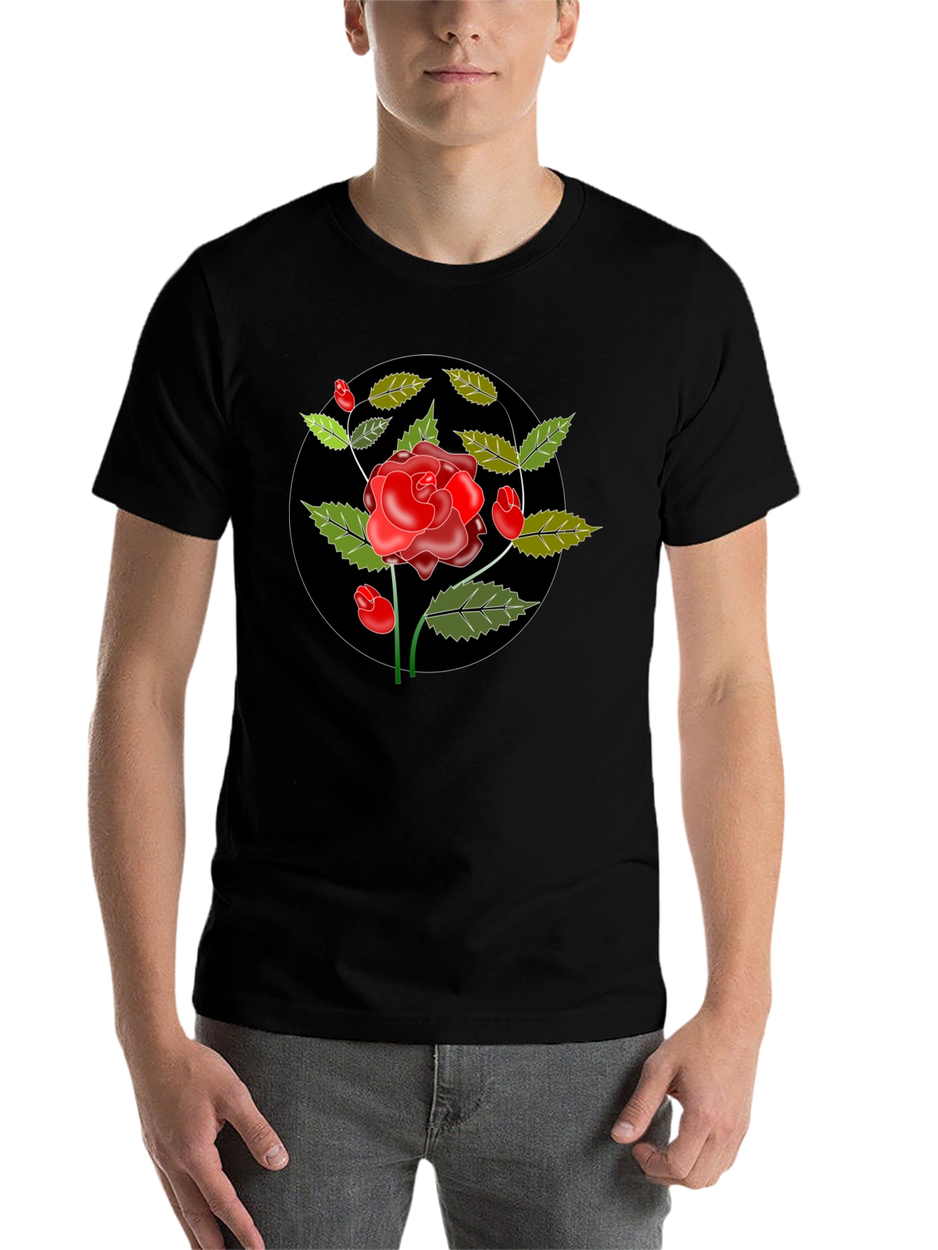 Black Black Rose Graphic Tee - Classic Style view 7
