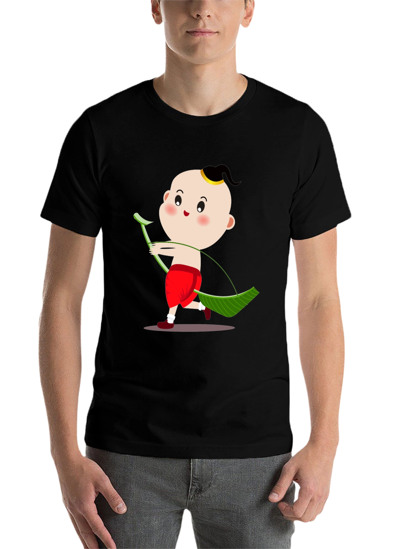 Black Funny Thai Boy Archer Graphic Tee view 7