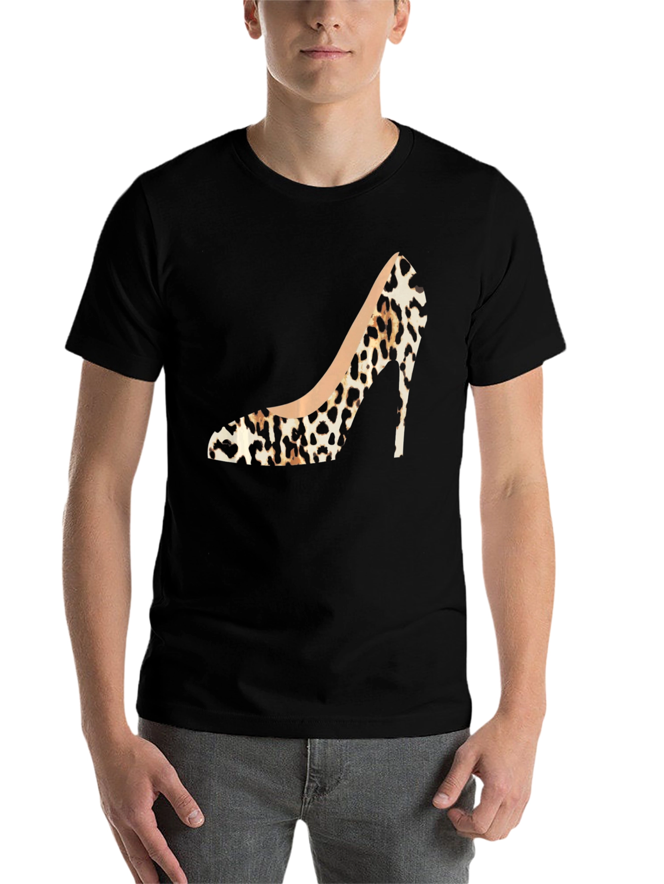 Leopard Print High Heel Graphic Tee - Stylish Fashion Statement - 7