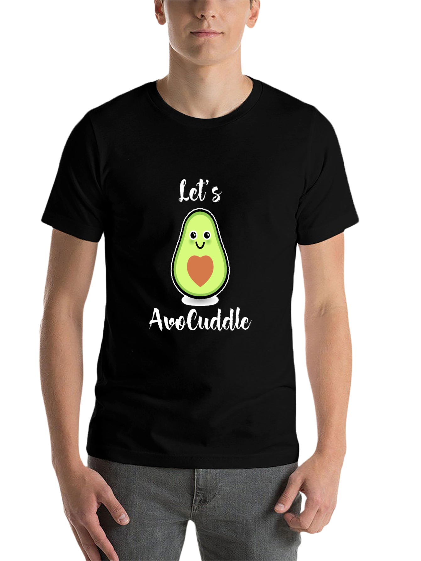 Black Let's AvoCuddle T-Shirt: Cute Avocado Graphic Tee view 7