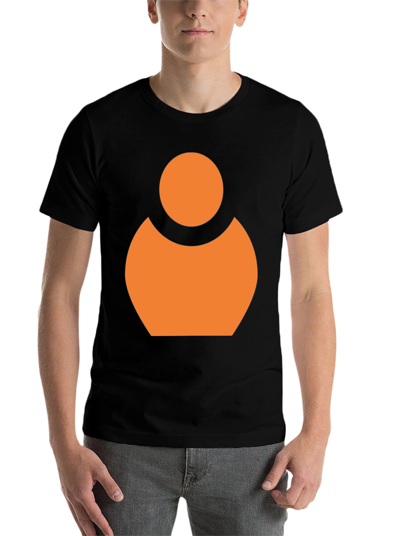 Black Abstract Orange Person Icon Black T-Shirt view 7