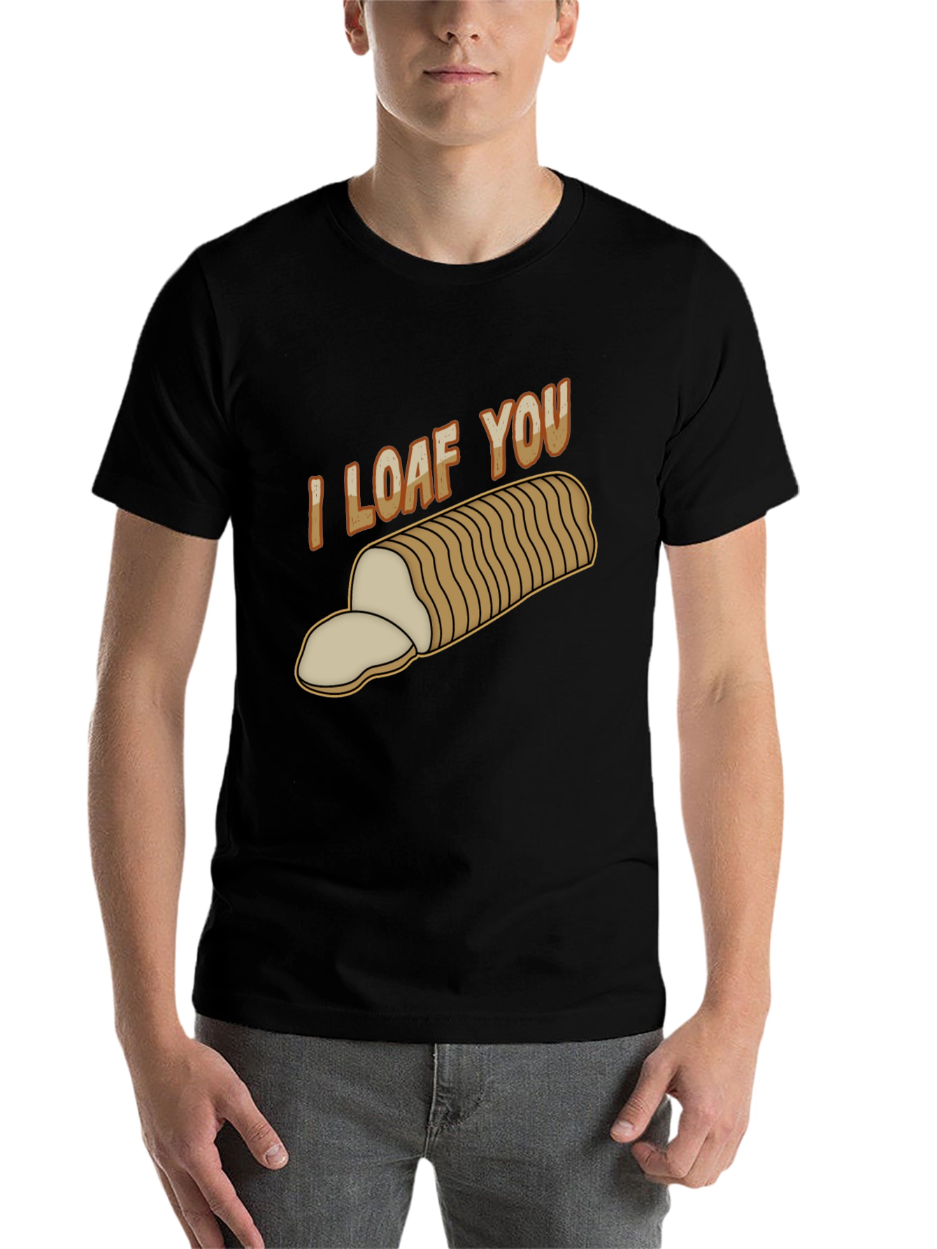 Black I Loaf You T-Shirt - Funny Bread Pun Tee view 7
