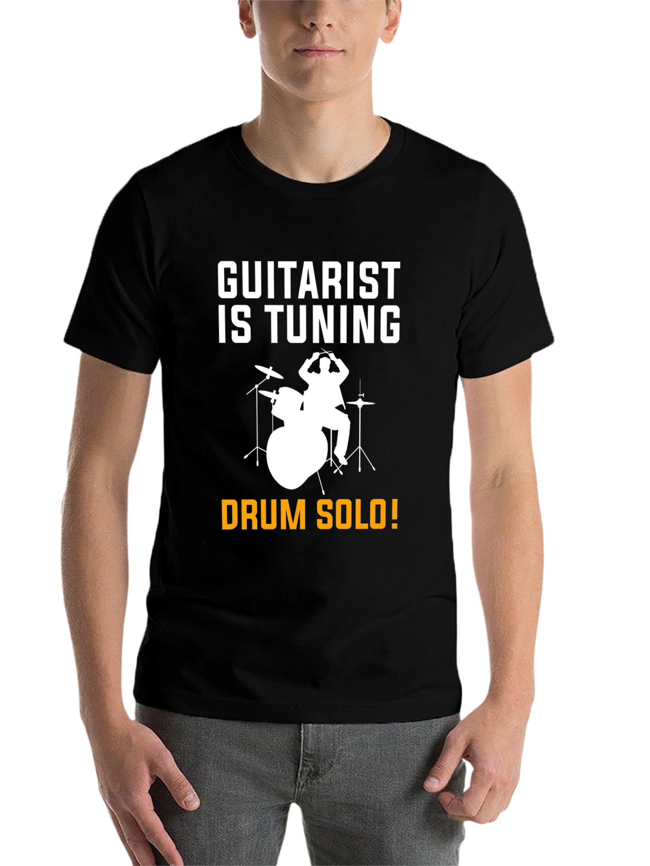 Black Guitarist Tuning T-Shirt Drummer Solo Funny Music Tee view 7