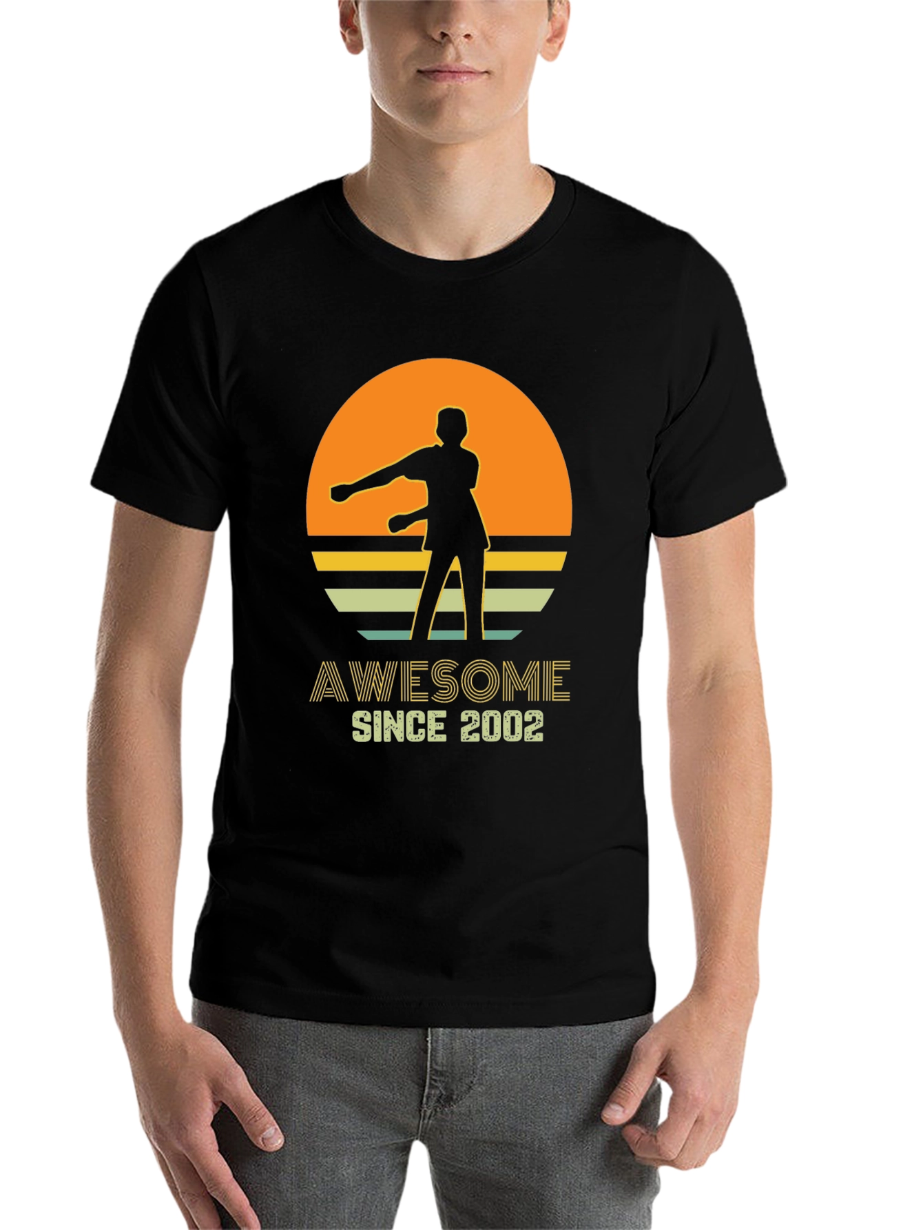 Black Awesome Since 2002 Graphic T-Shirt view 7