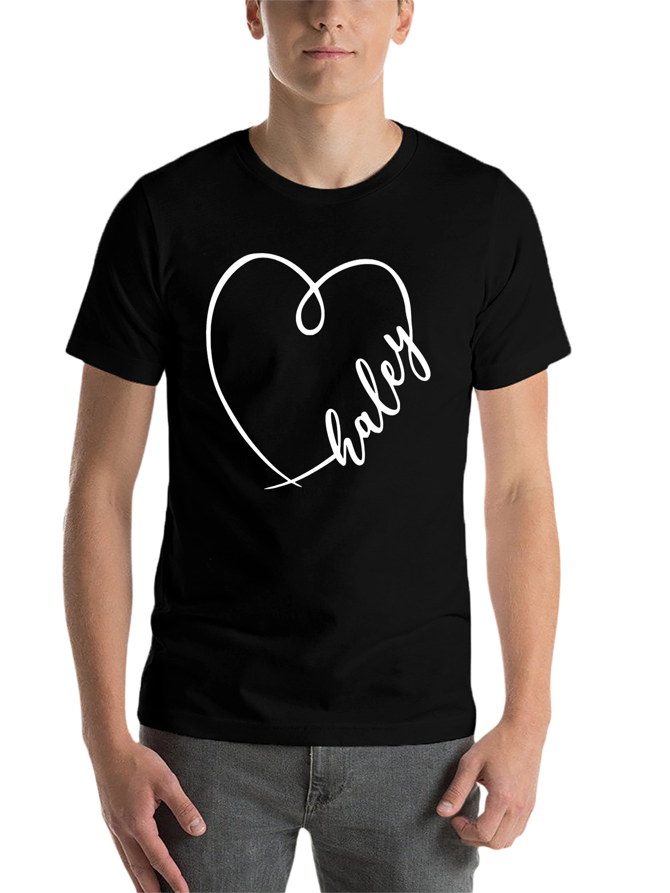 Black Haley Heart Tee - Stylish Personalized T-Shirt view 7