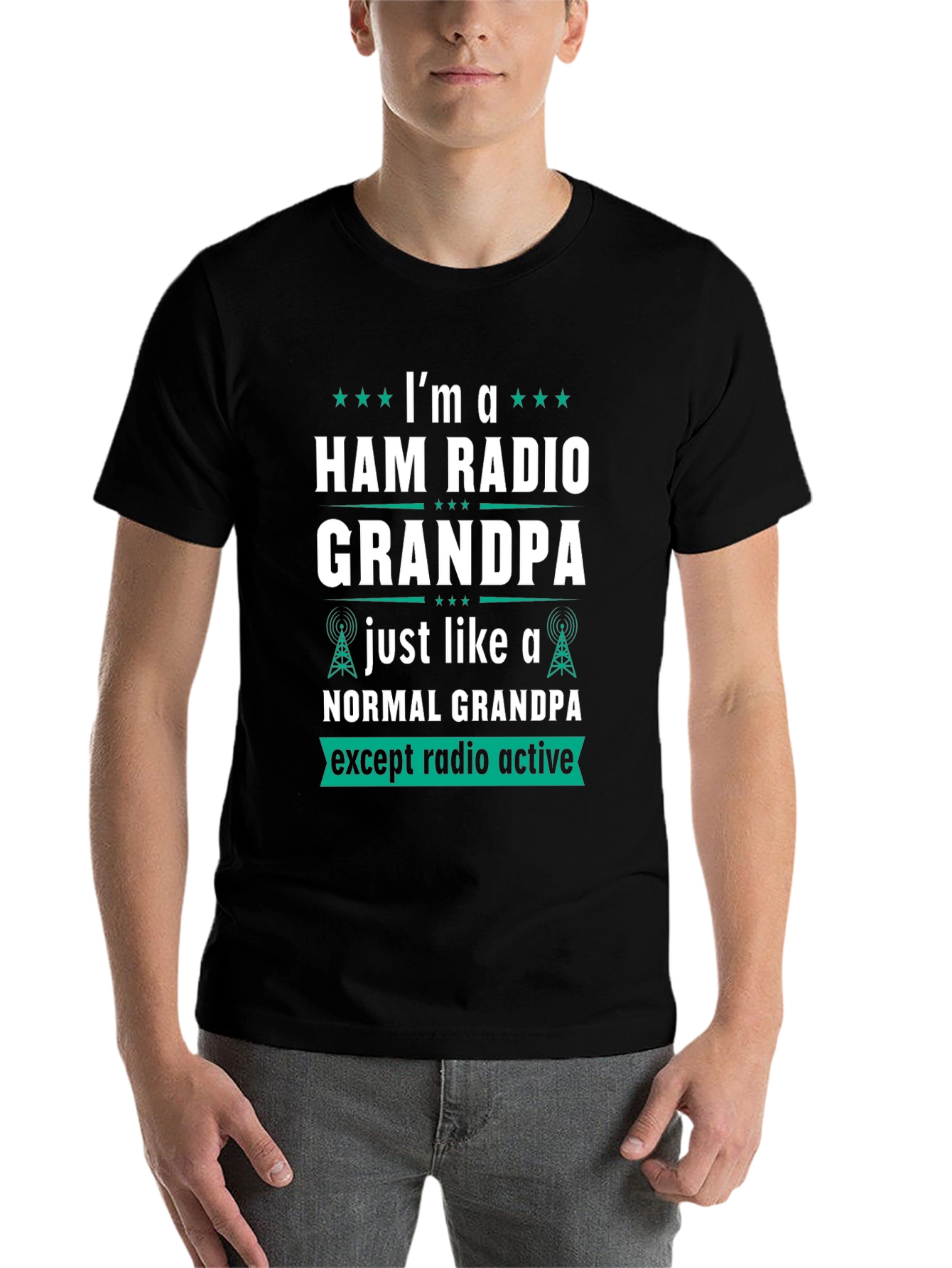 Black Ham Radio Grandpa T-Shirt view 7
