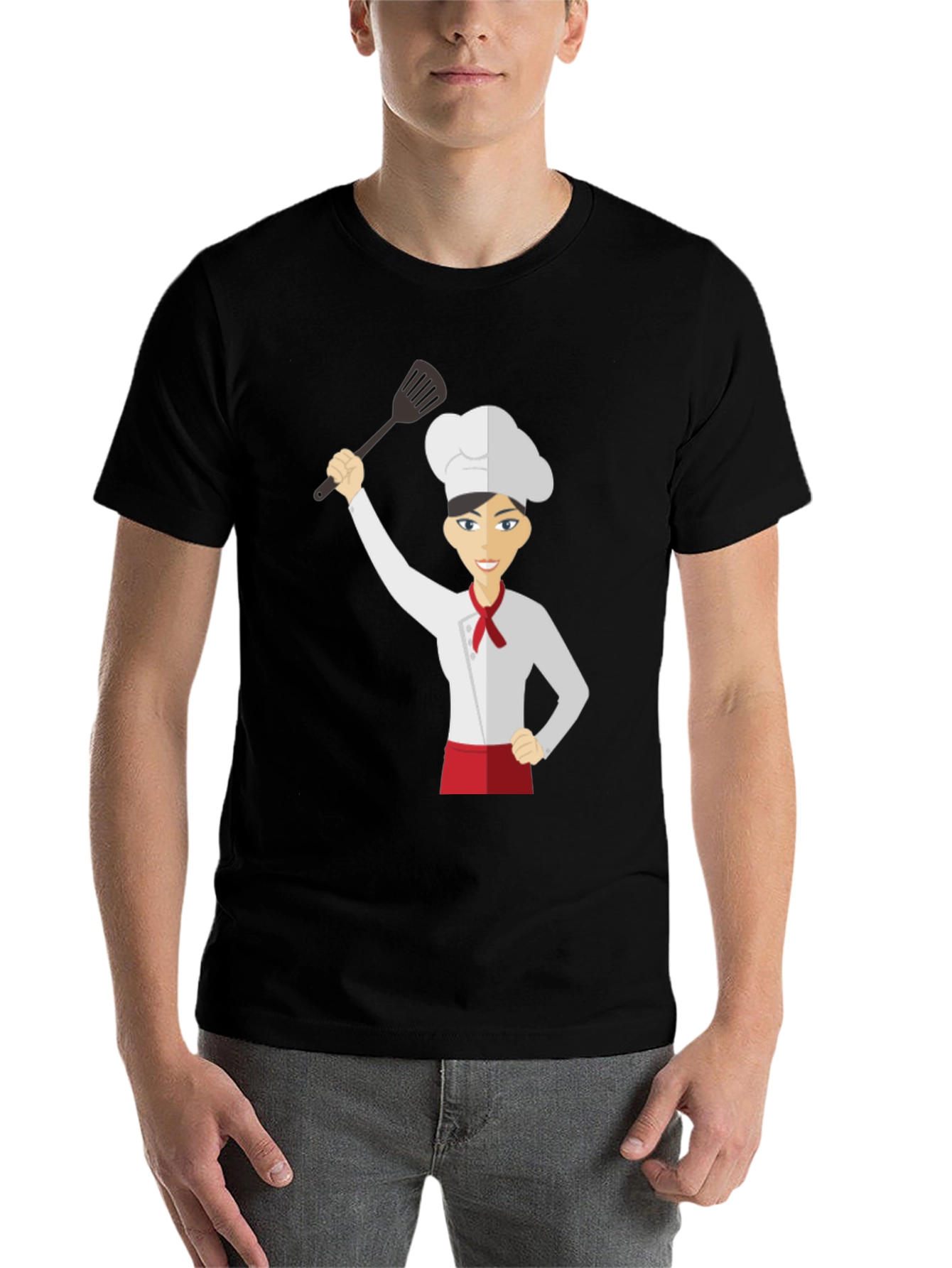 Black Chef Woman's Black Graphic T-Shirt view 7