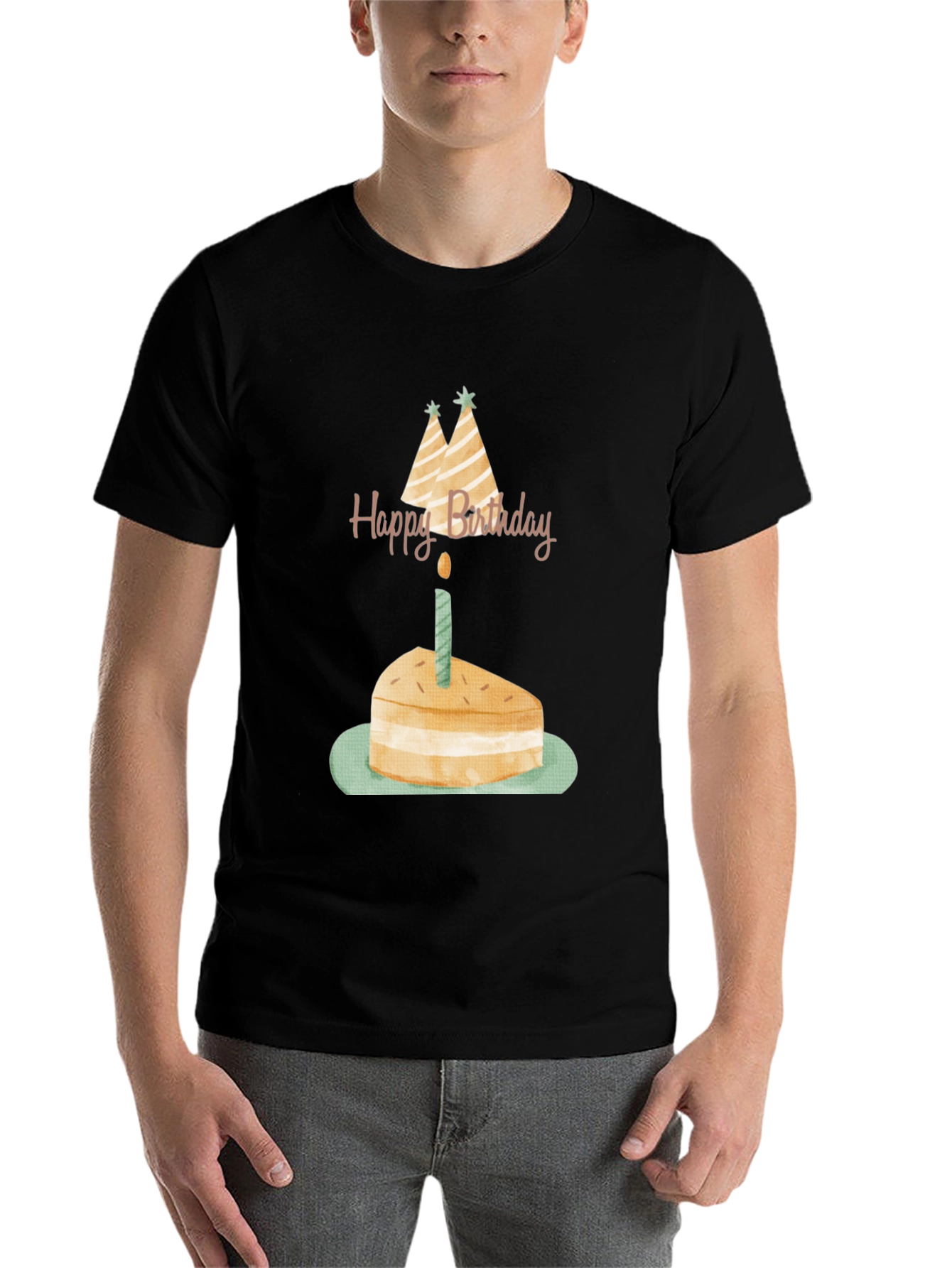 Black Birthday Cake Graphic Tee - Unisex Black T-Shirt view 7