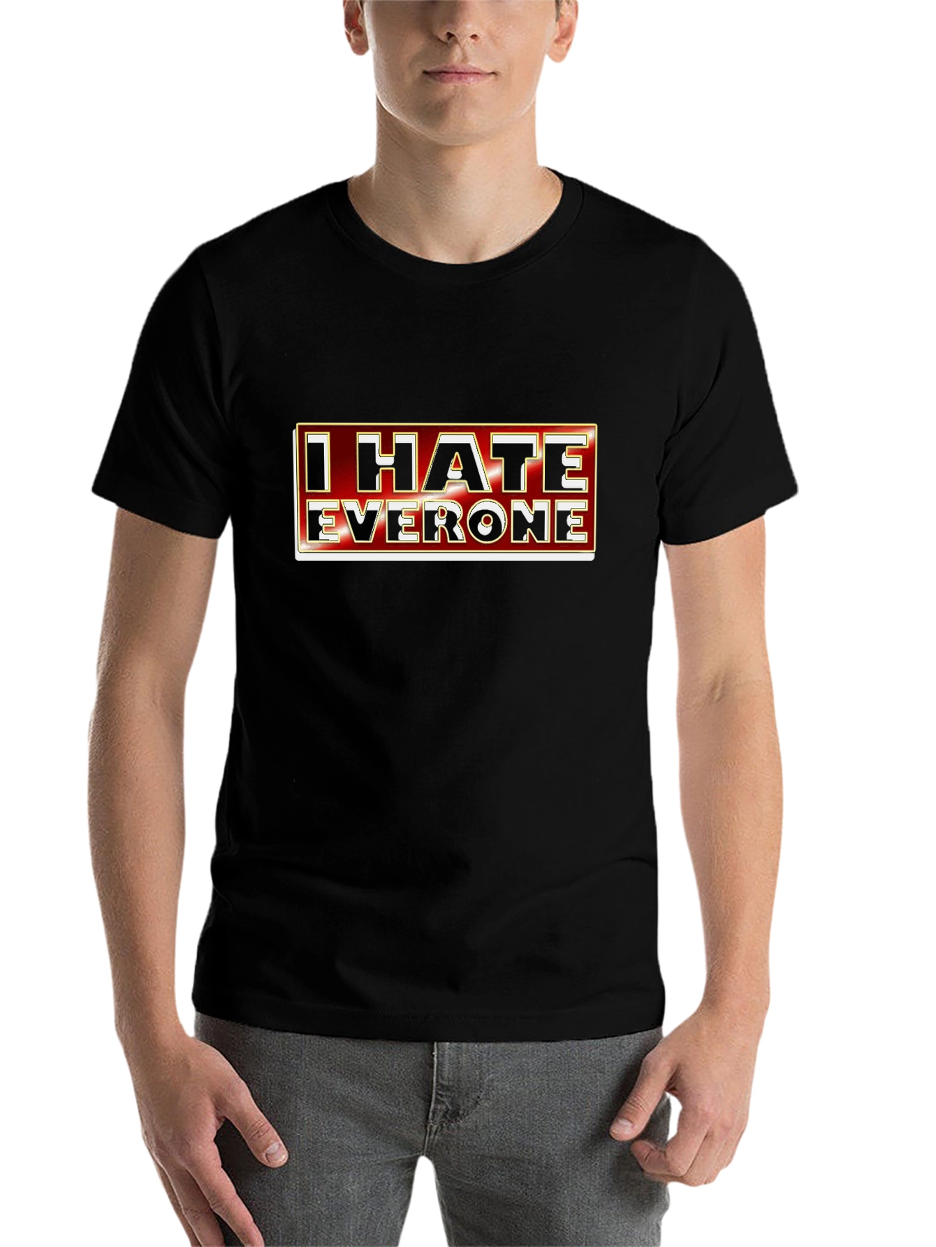 Black I Hate Everyone Graphic Tee - Sarcastic Novelty T-Shirt view 7