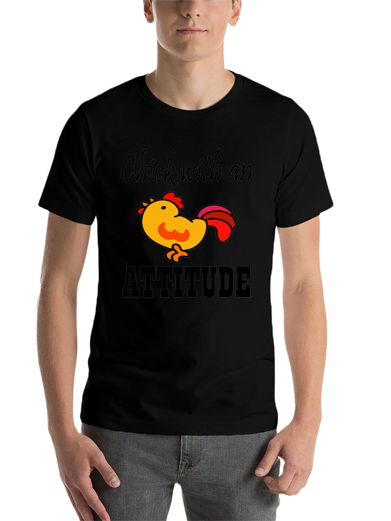 Black Chick with Attitude Black T-Shirt view 7