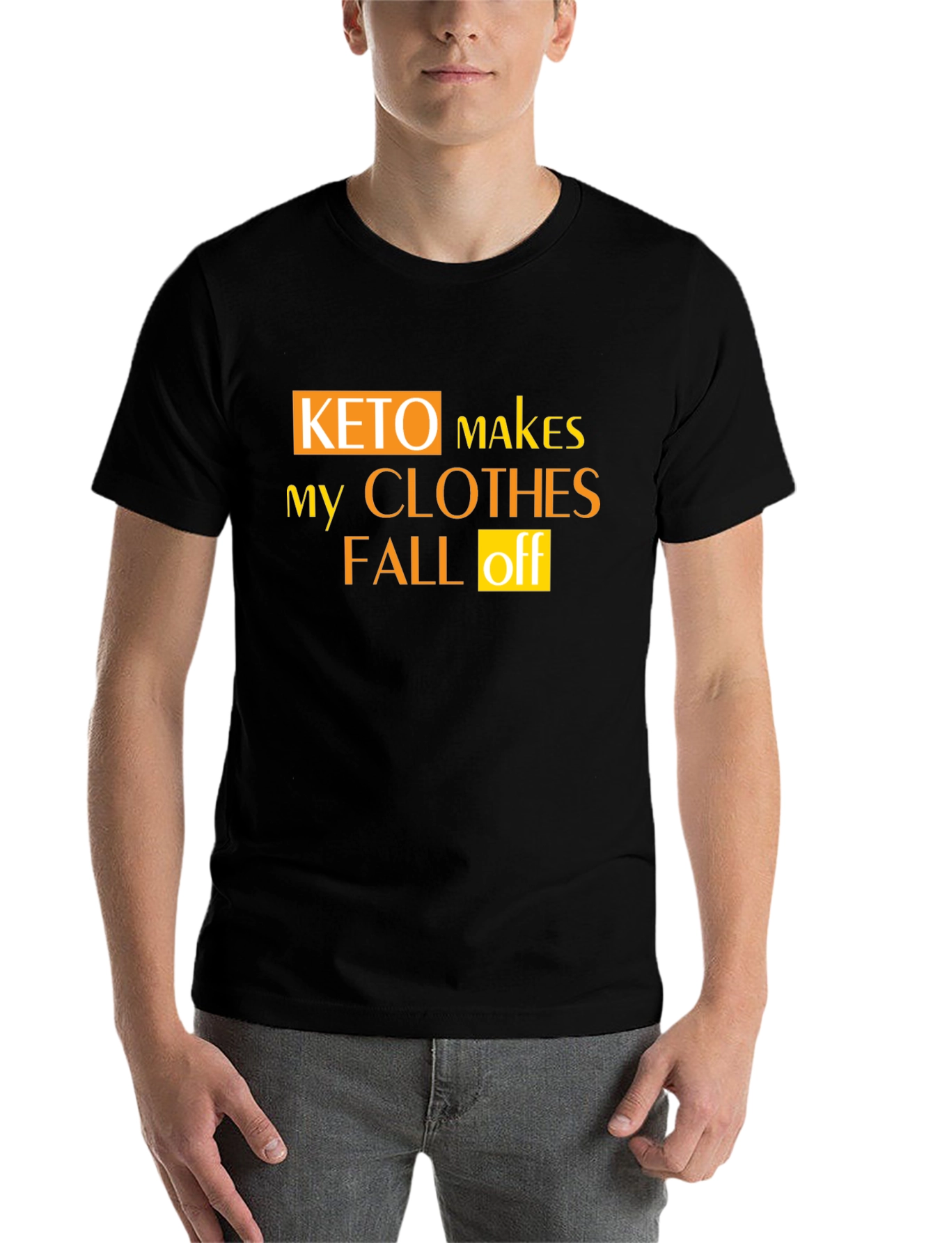 Black Keto Makes My Clothes Fall Off Black Graphic T-Shirt view 7