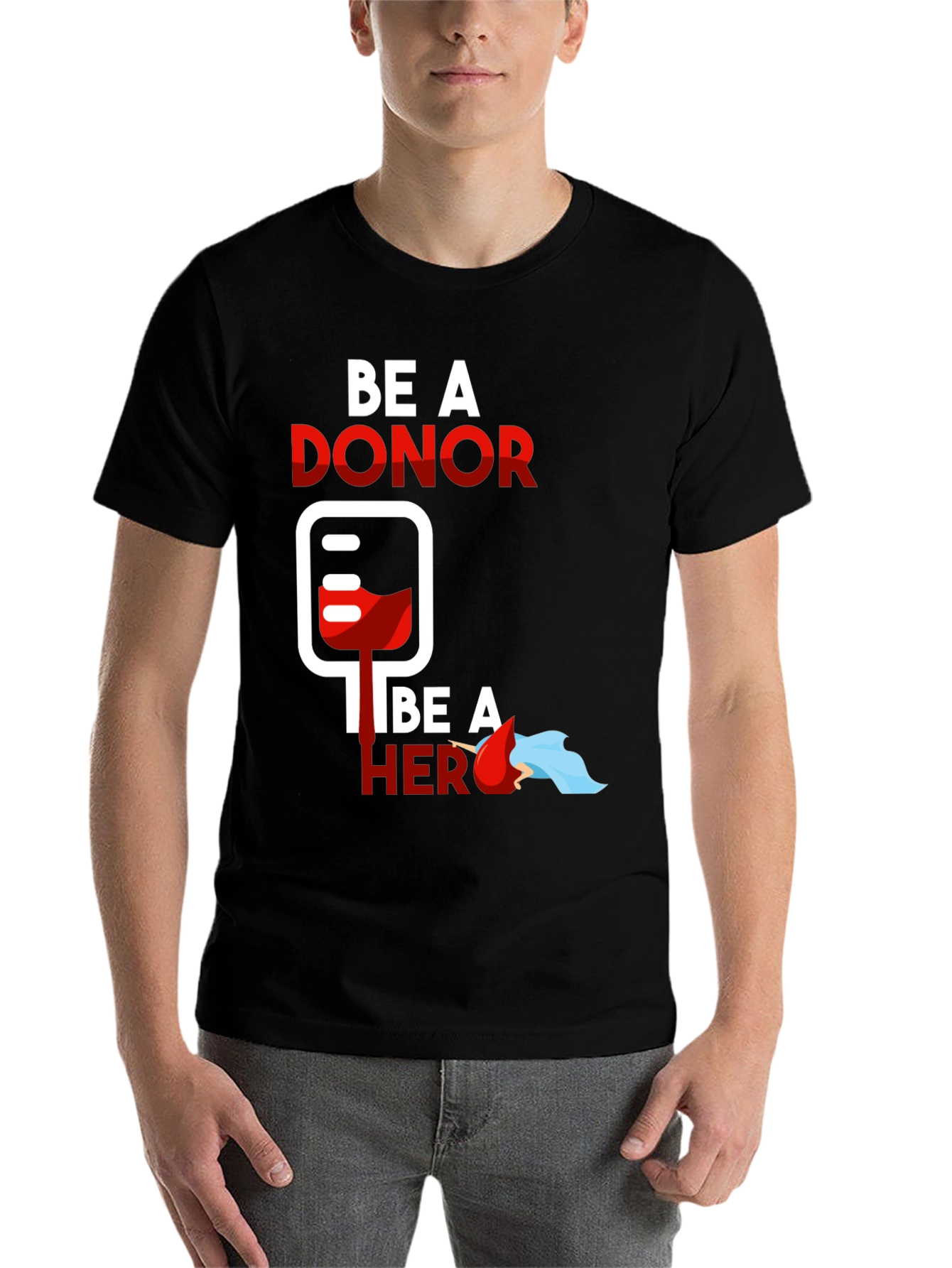 Black Be a Donor Be a Hero Graphic Tee view 7