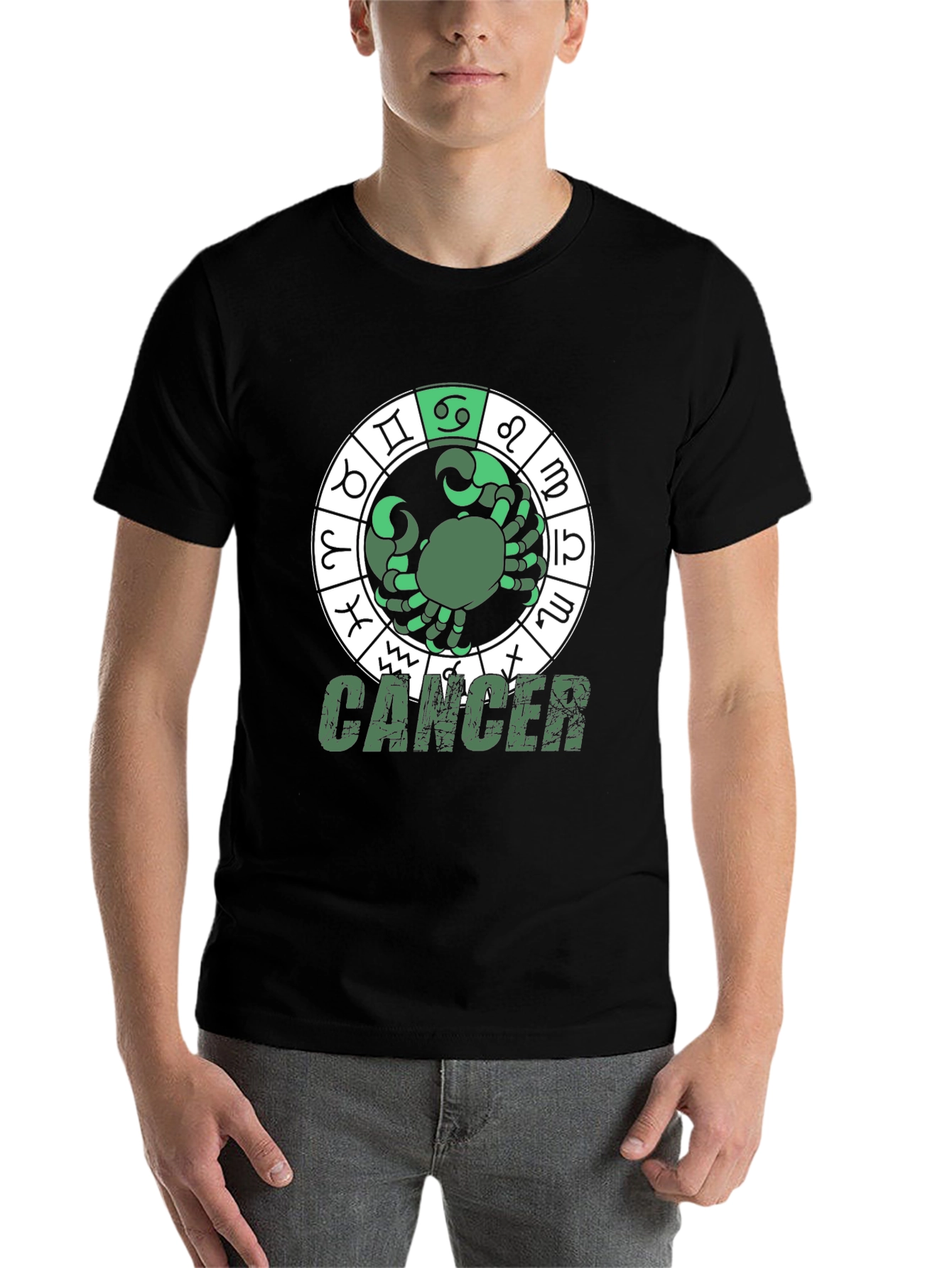 Black Cancer Zodiac Graphic T-Shirt view 7