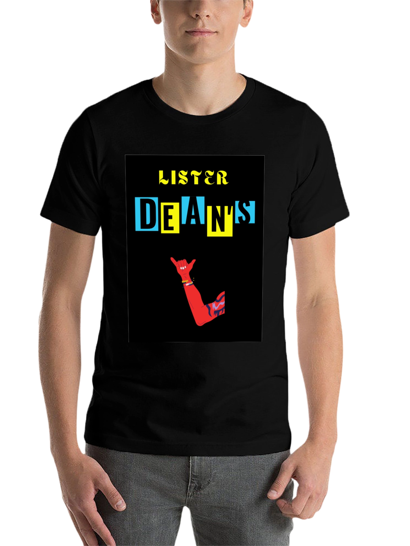 Black Cool Graphic T-Shirt - Listener Dean's Design view 7