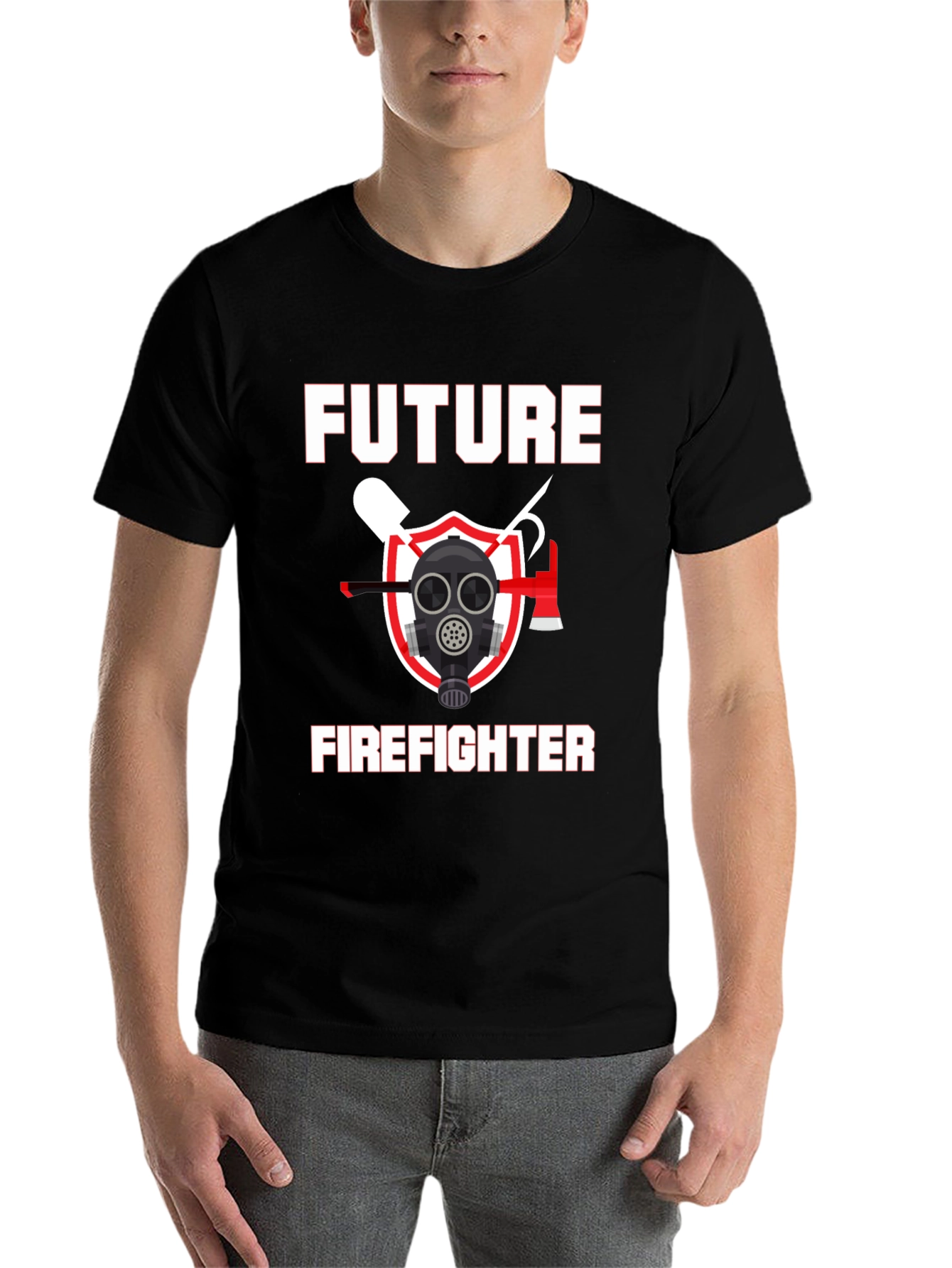 Black Future Firefighter Graphic T-Shirt - Black Cotton Tee view 7