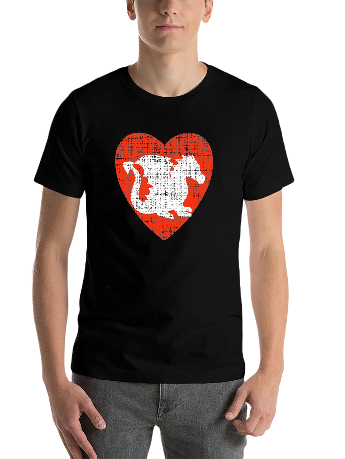 Black Dragon Heart Graphic Tee - Black Casual T-Shirt view 7