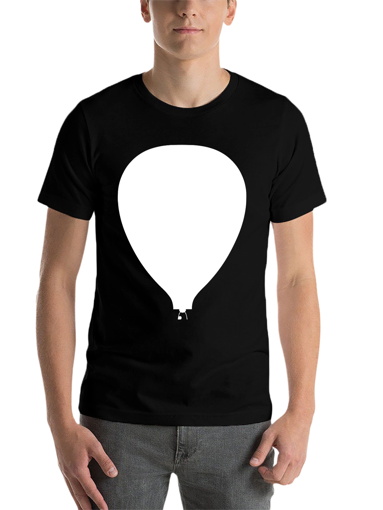 Black Men's Black T-Shirt with Balloon Graphic view 7