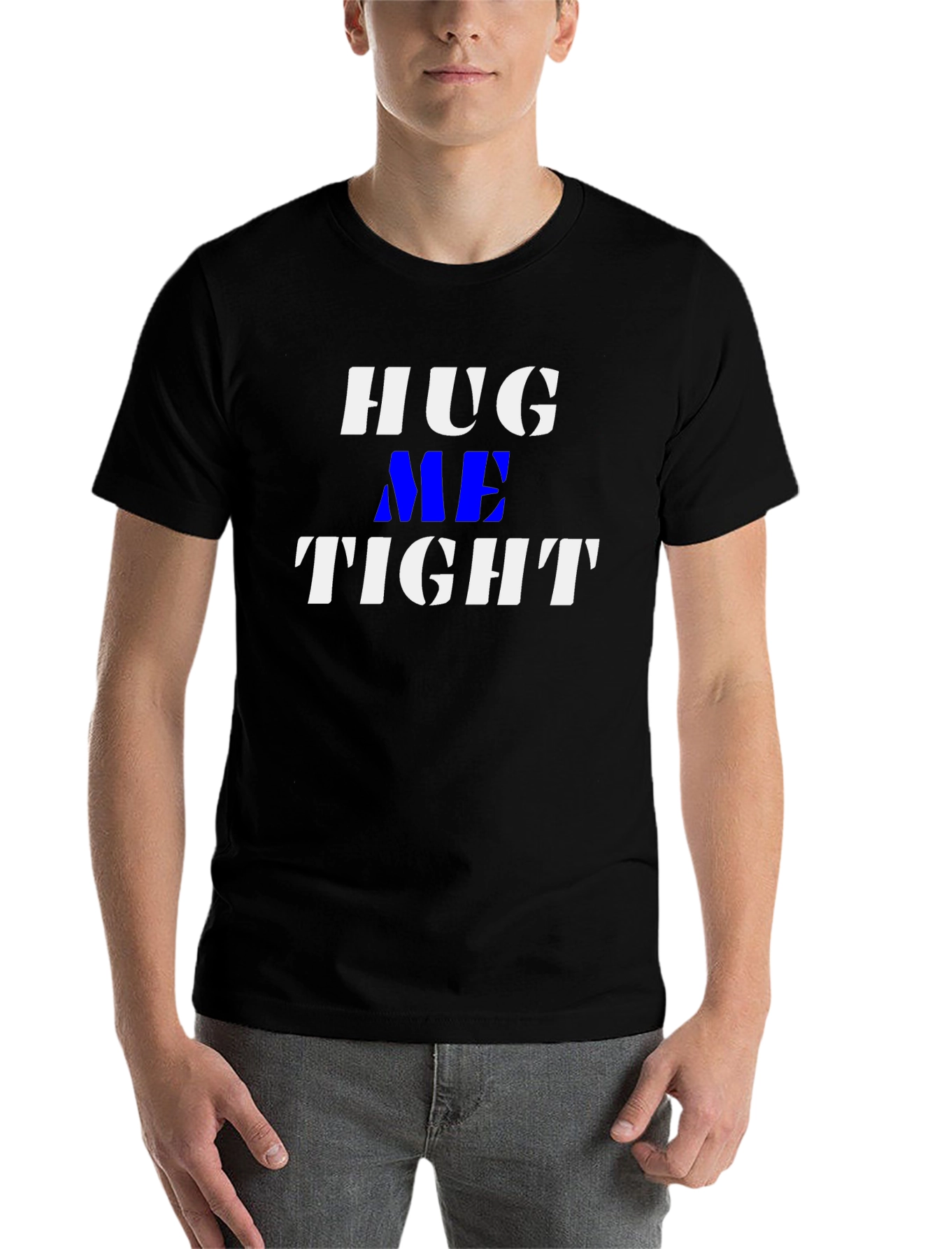 Black Hug Me Tight Black Graphic T-Shirt view 7