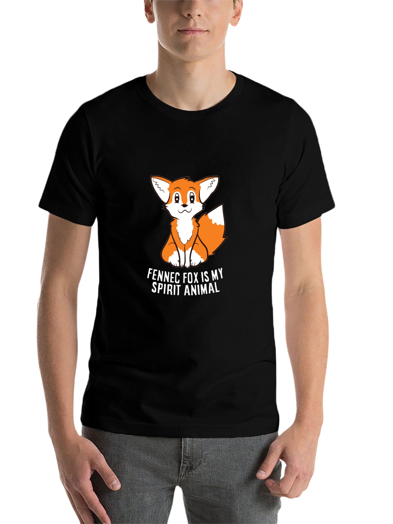 Black Fennec Fox Spirit Animal Graphic Tee - Black view 7