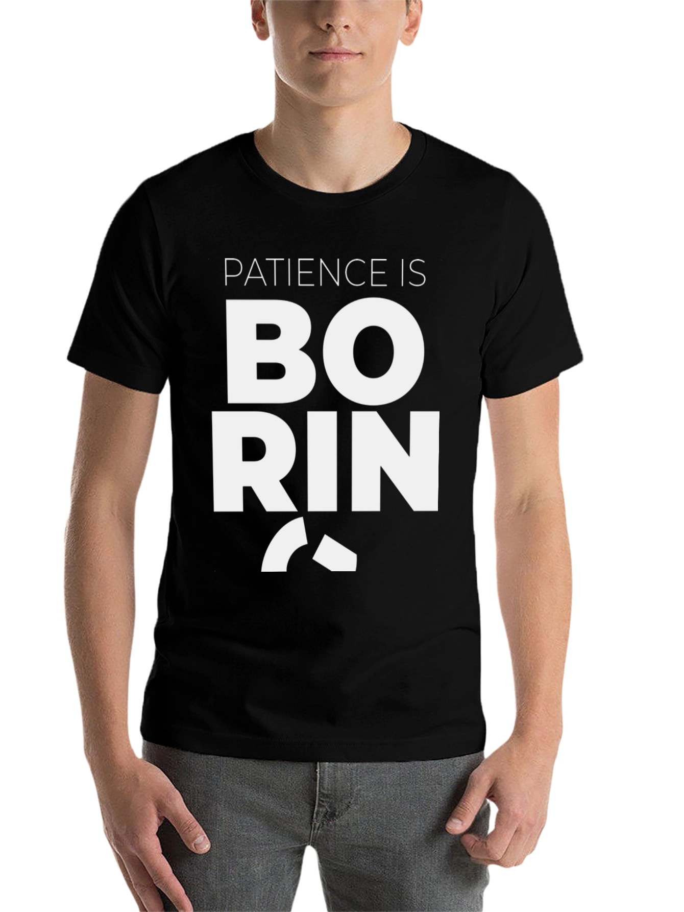 Black Patience is Boring Graphic Tee - Black view 7