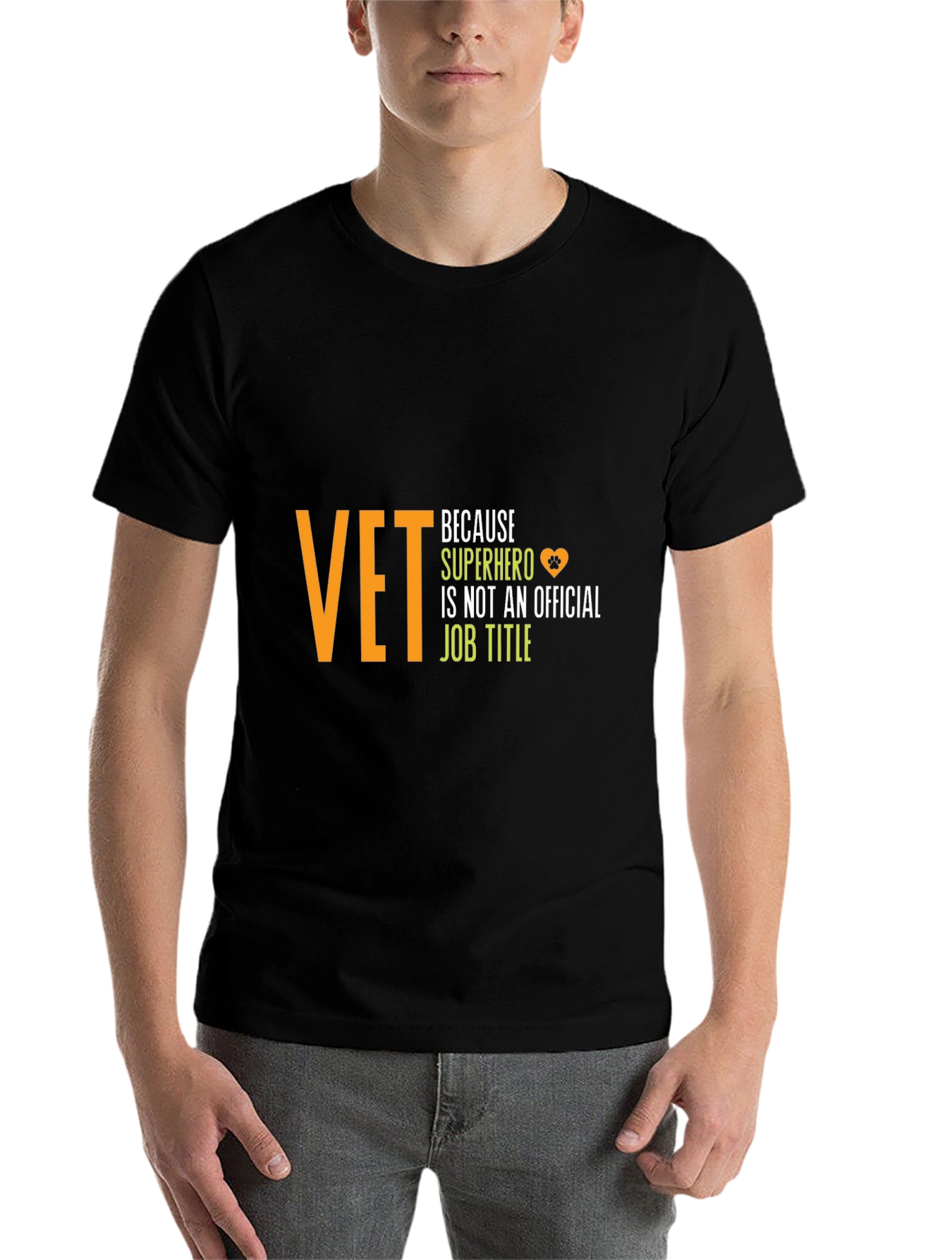 Black Vet Superhero T-Shirt - Black Cotton Tee view 7