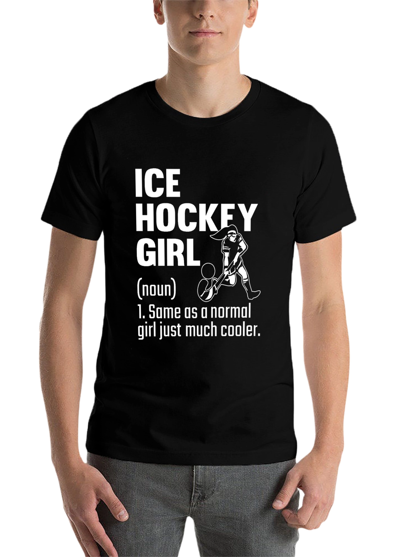 Black Ice Hockey Girl T-Shirt - Cool Hockey Player Tee view 7