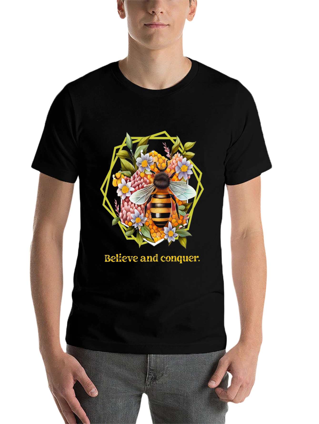Black Believe and Conquer Bee Graphic Tee view 7