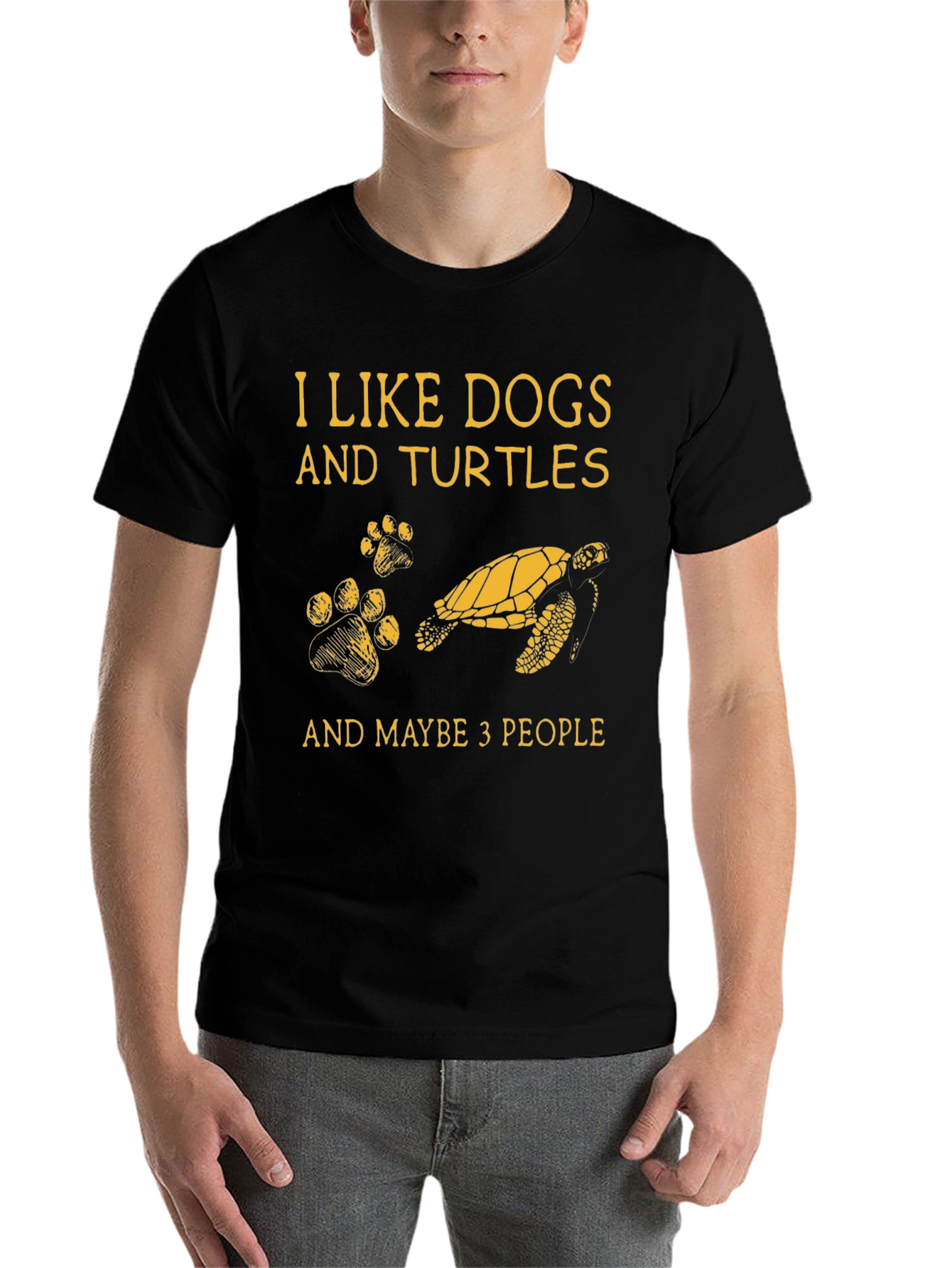 Black I Like Dogs and Turtles T-Shirt view 7
