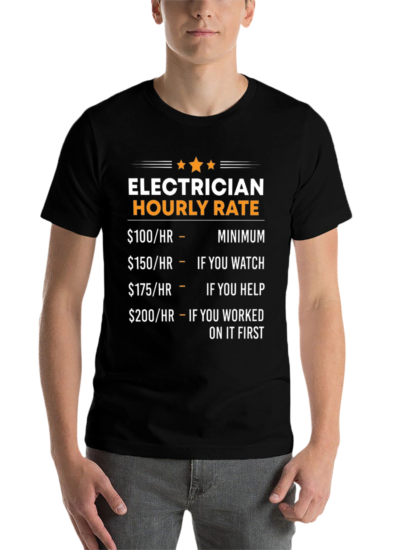 Black Electrician Hourly Rate Novelty Graphic Tee view 7