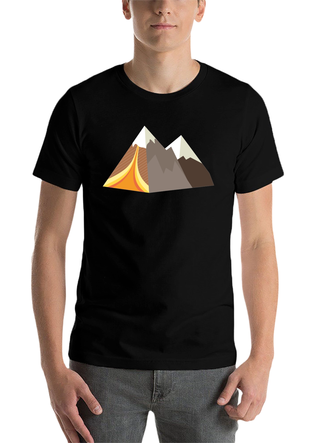Black Retro Mountain Graphic Tee - Black Short Sleeve Shirt view 7