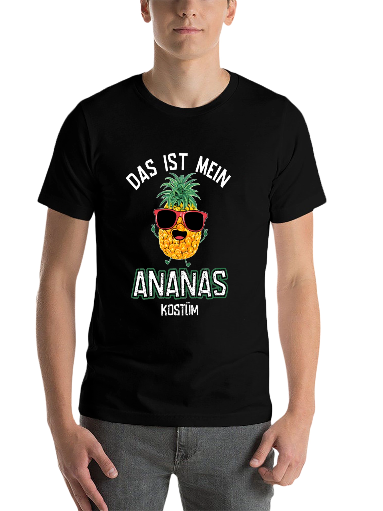Black Das ist mein Ananas Kostüm Funny German Pineapple T-Shirt view 7